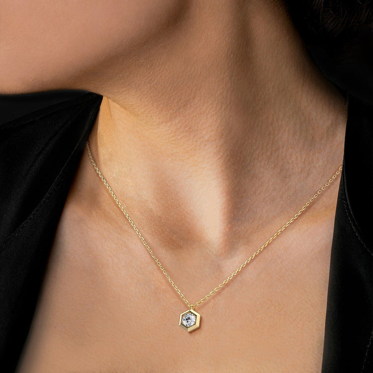 0.3CT Lab Grown Diamond Necklace In 14K Solid Gold/Platinum - Necklaces