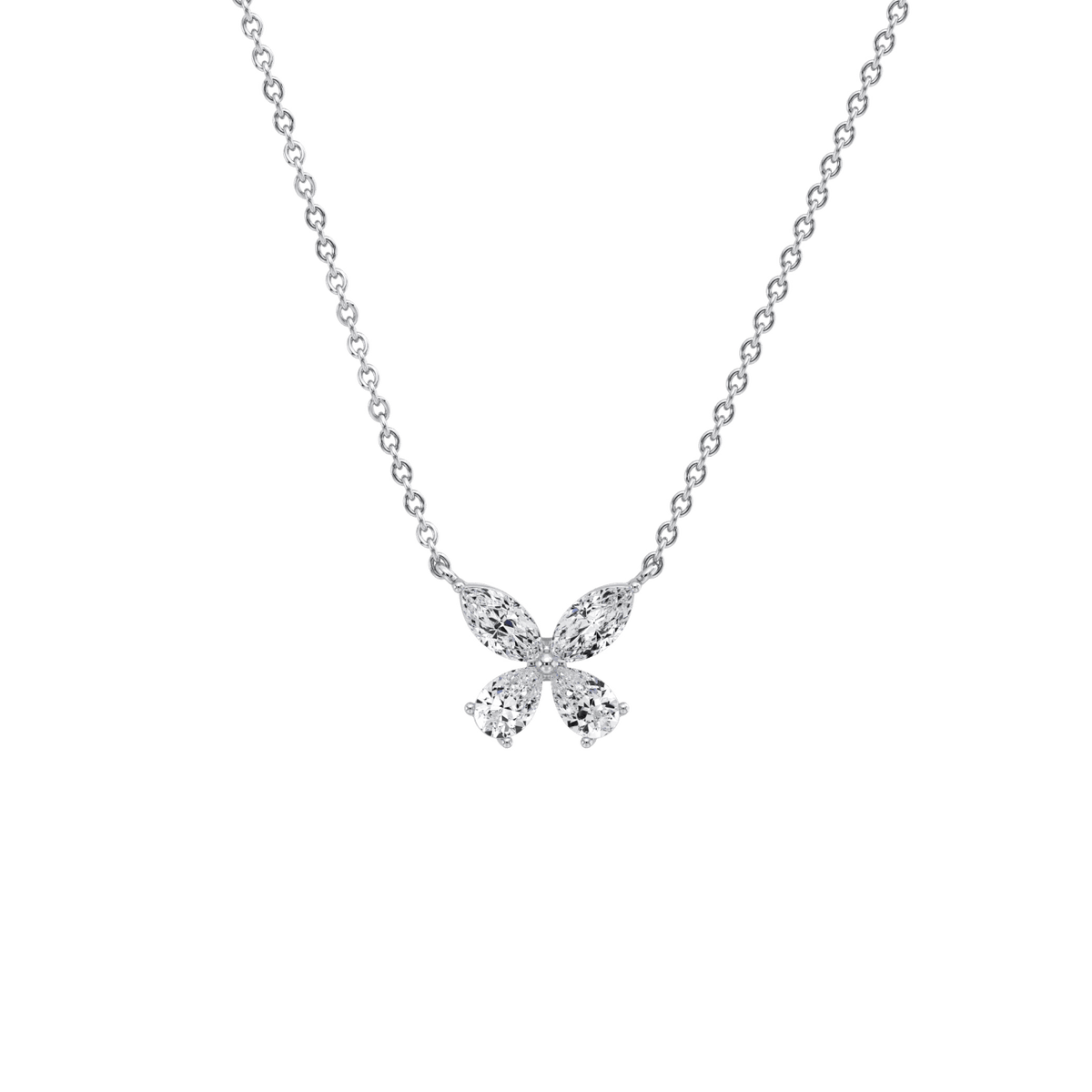 0.5CTW Lab Grown Diamond Butterfly Necklace In 14K Solid Gold/Platinum - Necklaces