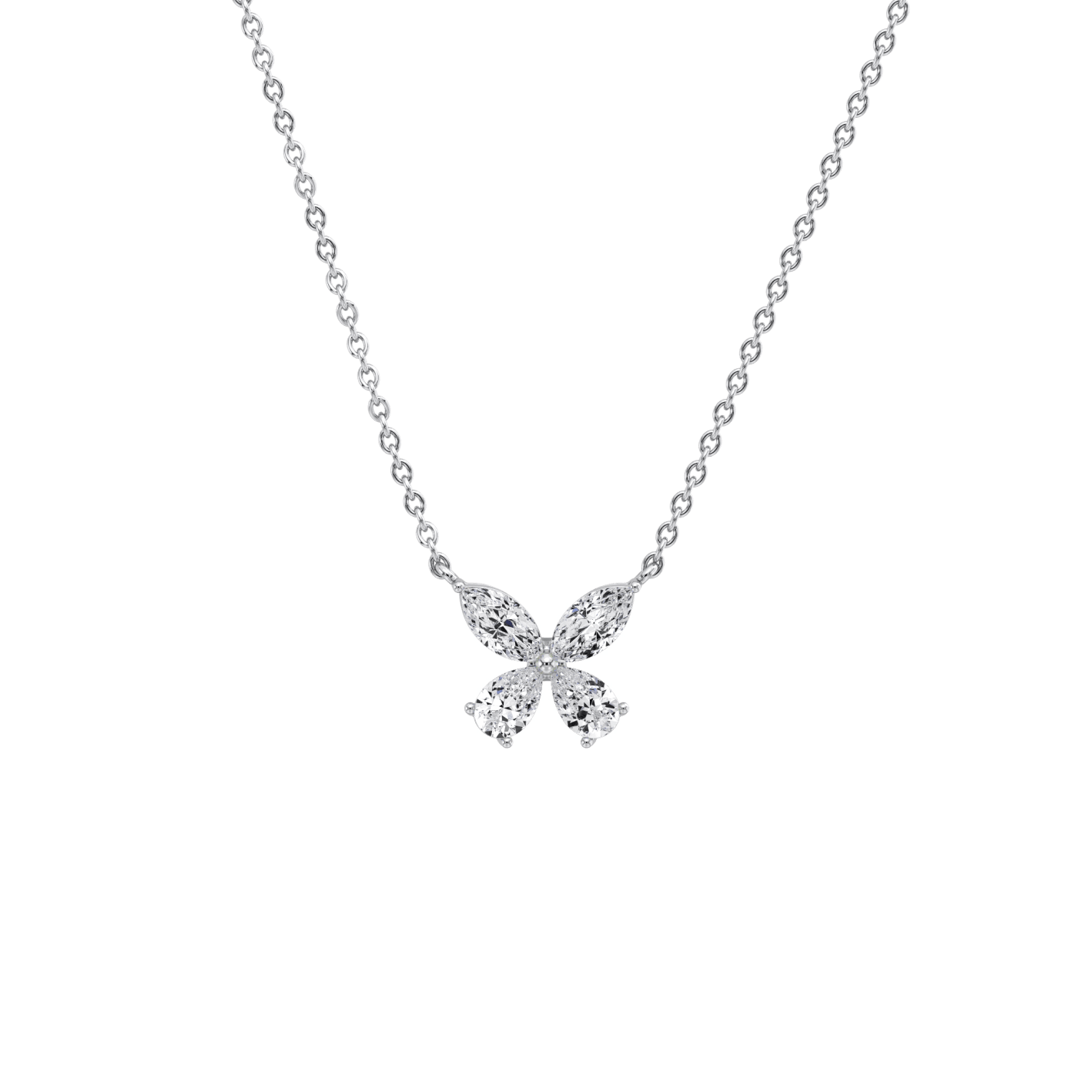 0.5CTW Lab Grown Diamond Butterfly Necklace In 14K Solid Gold/Platinum - Necklaces
