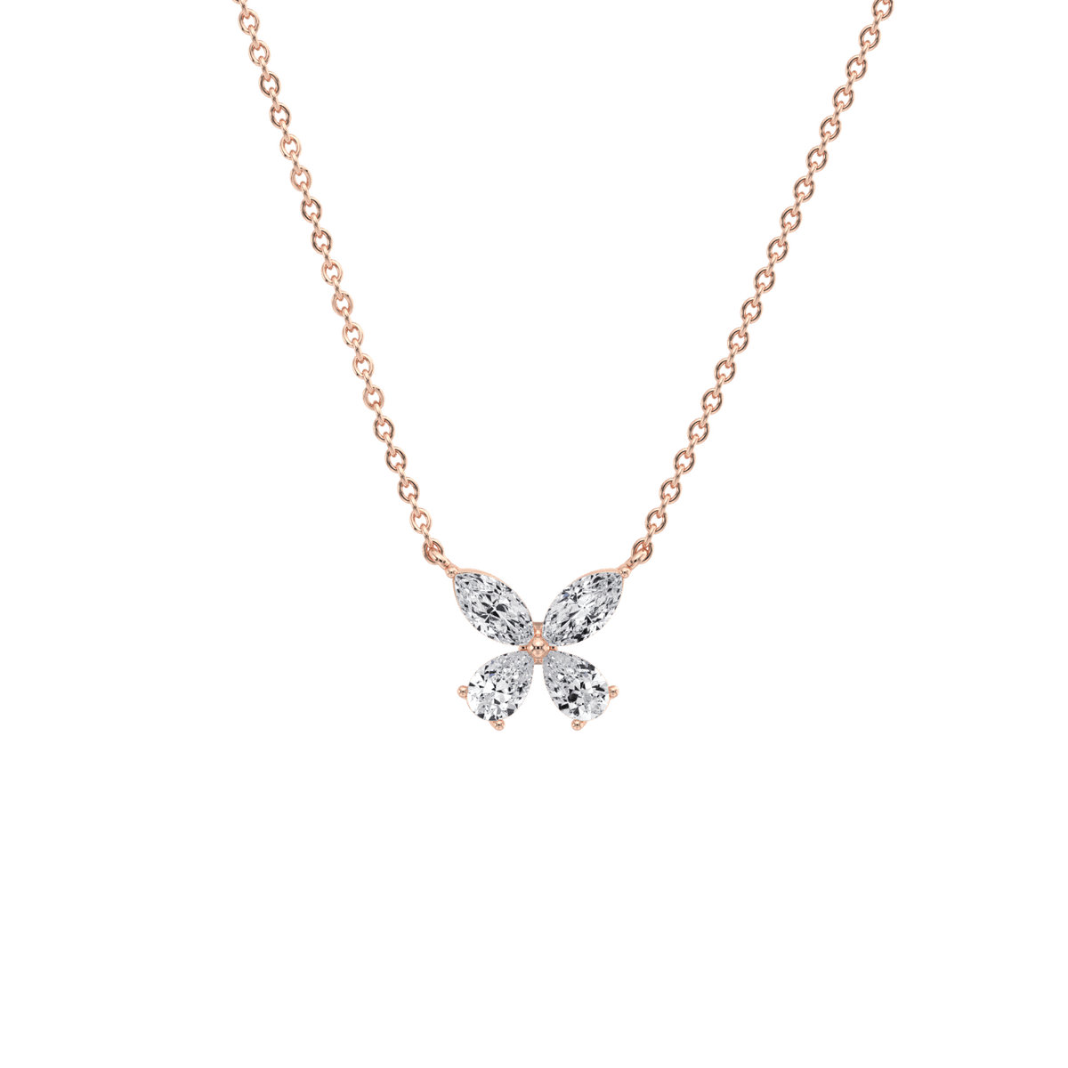 0.5CTW Lab Grown Diamond Butterfly Necklace In 14K Solid Gold/Platinum - Necklaces