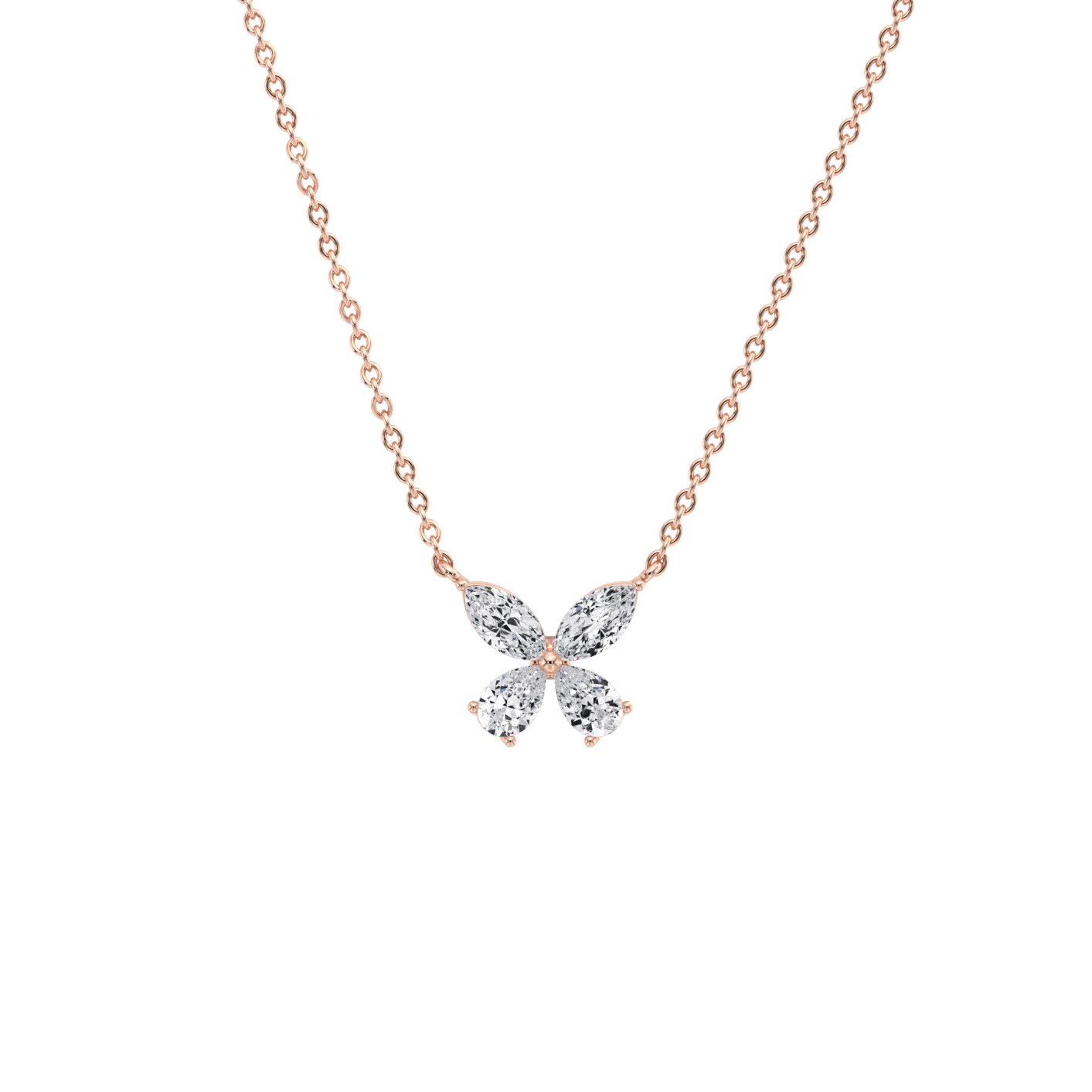 0.5CTW Lab Grown Diamond Butterfly Necklace In 14K Solid Gold/Platinum - Necklaces