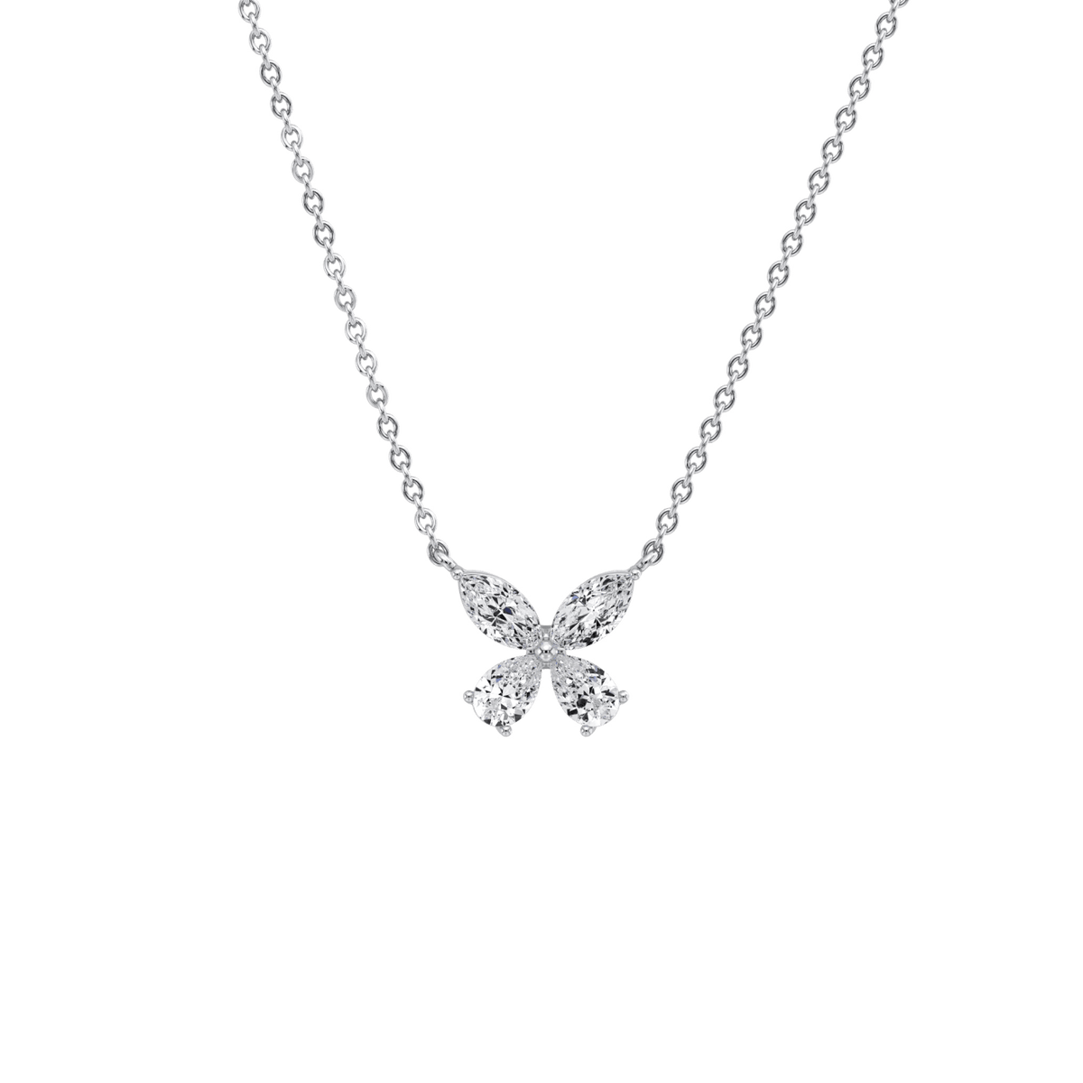 0.5CTW Lab Grown Diamond Butterfly Necklace In 14K Solid Gold/Platinum - Necklaces