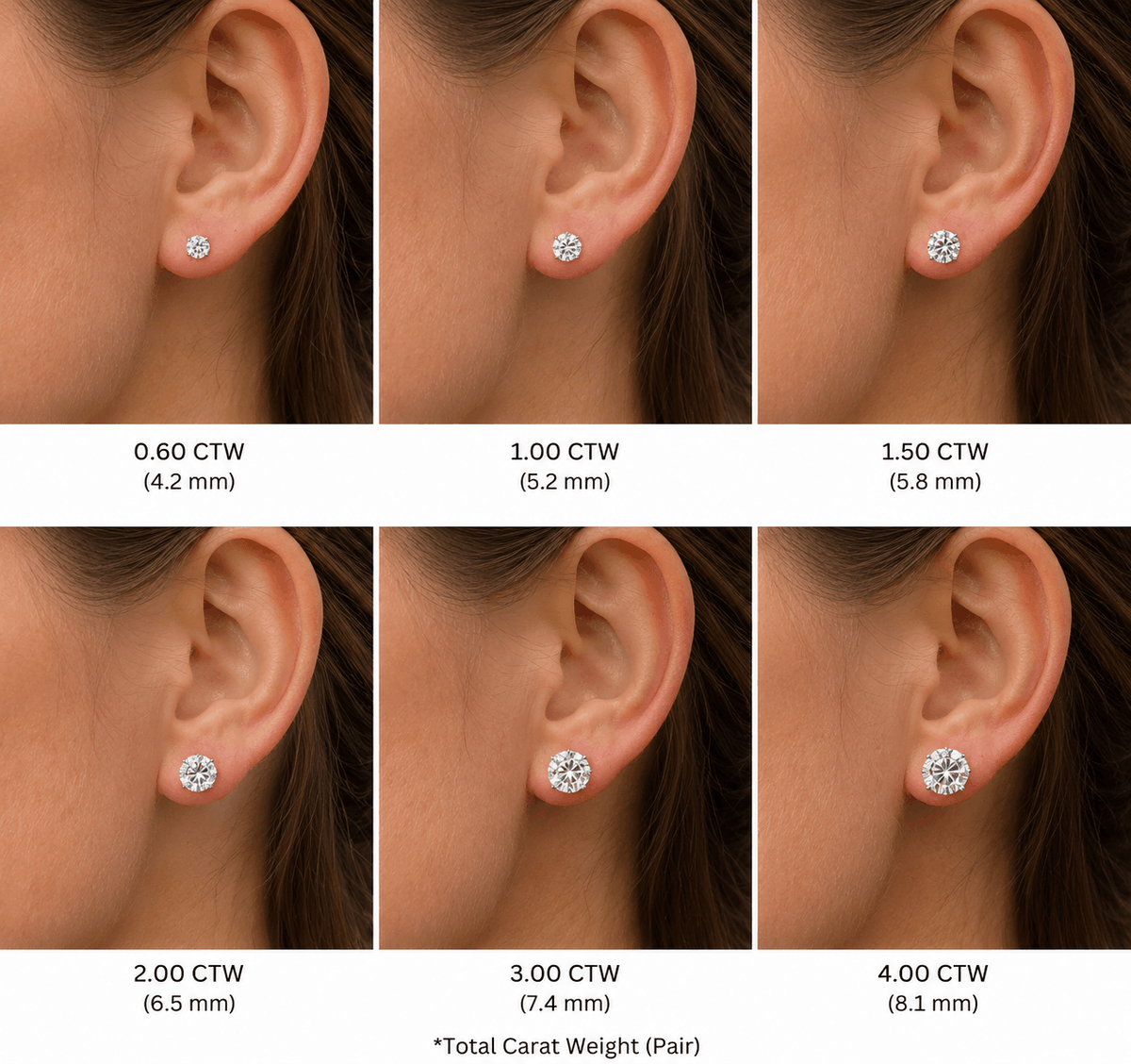 Round Lab-Grown Diamond Solitaire Stud Earrings - Earrings