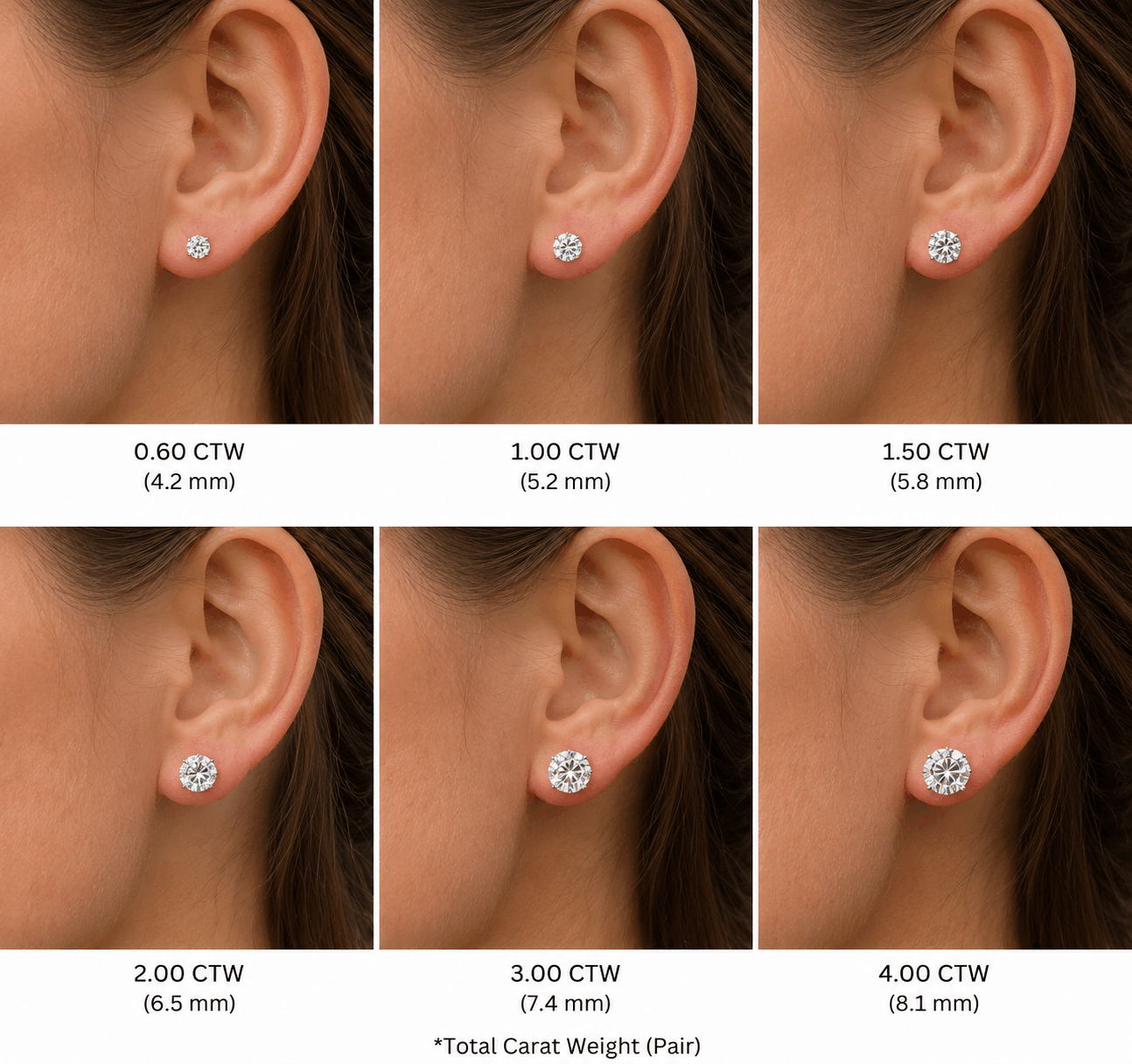 Round Lab-Grown Diamond Solitaire Stud Earrings - Earrings