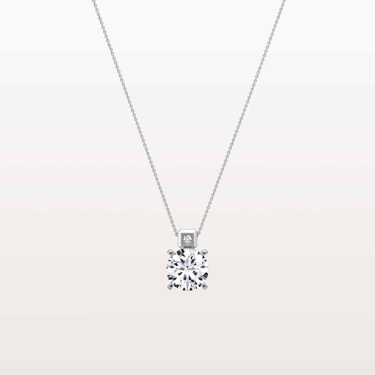 2CT Round Lab Grown Diamond Necklace in 14K Gold/Platinum - Necklaces