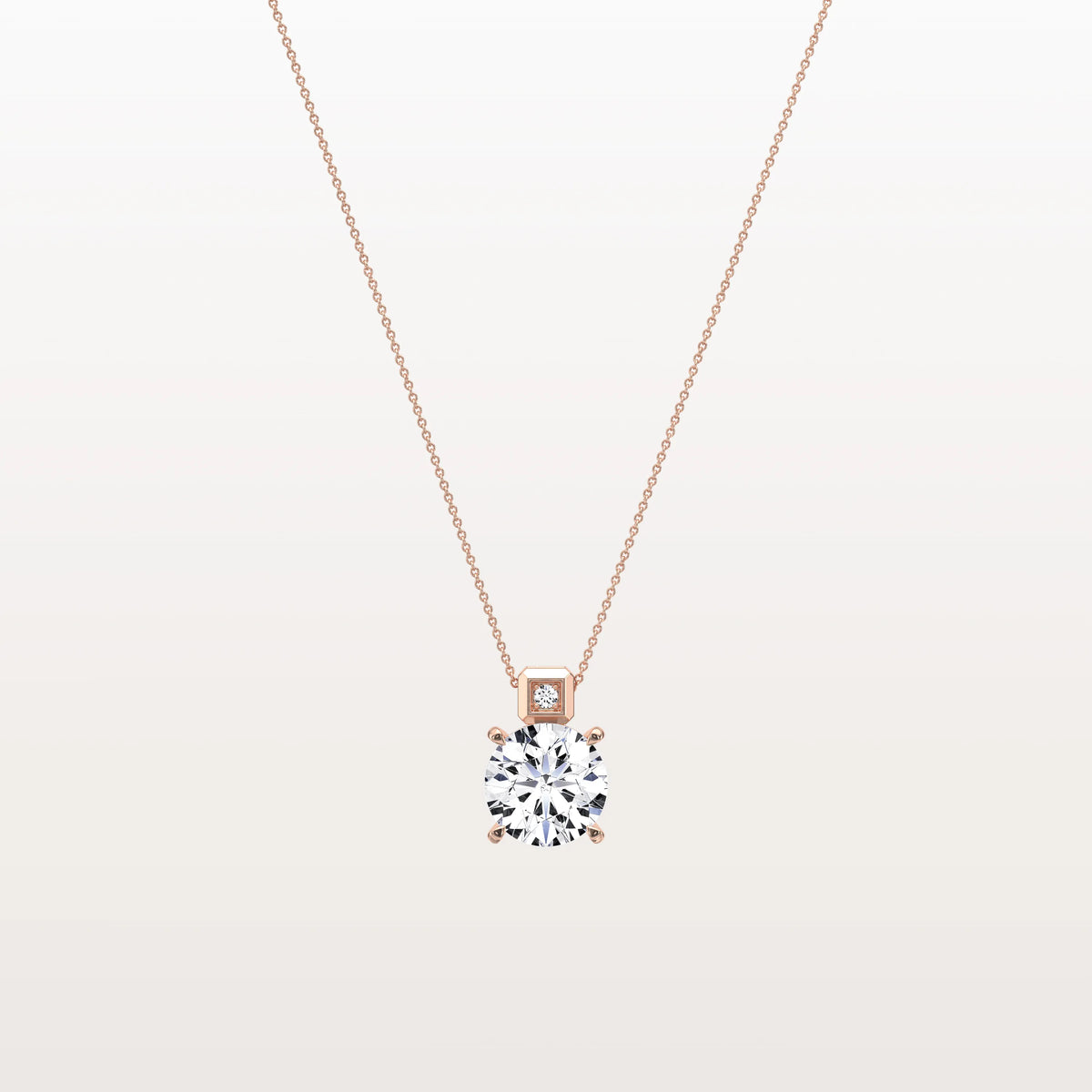 2CT Round Lab Grown Diamond Necklace in 14K Gold/Platinum - Necklaces
