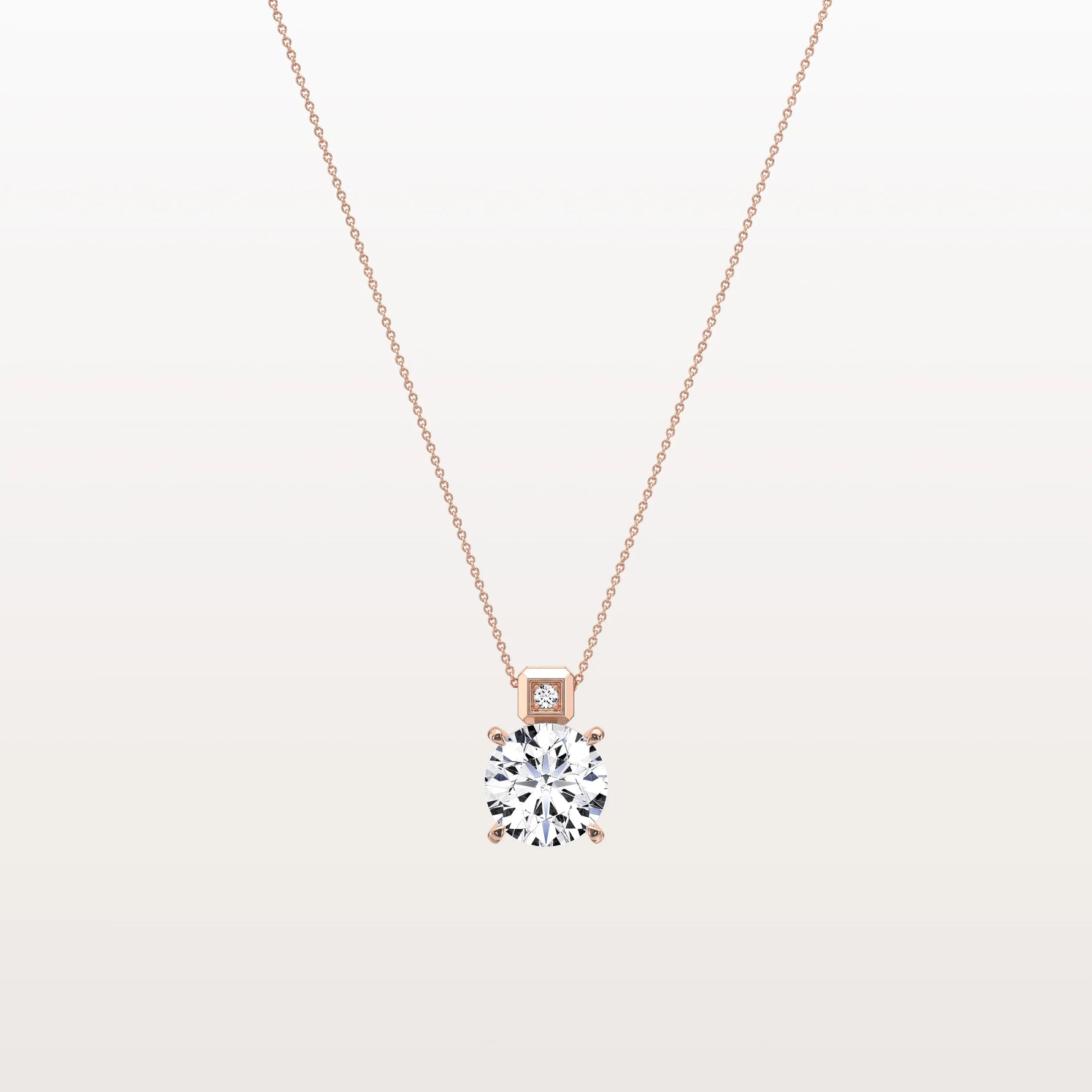 2CT Round Lab Grown Diamond Necklace in 14K Gold/Platinum - Necklaces