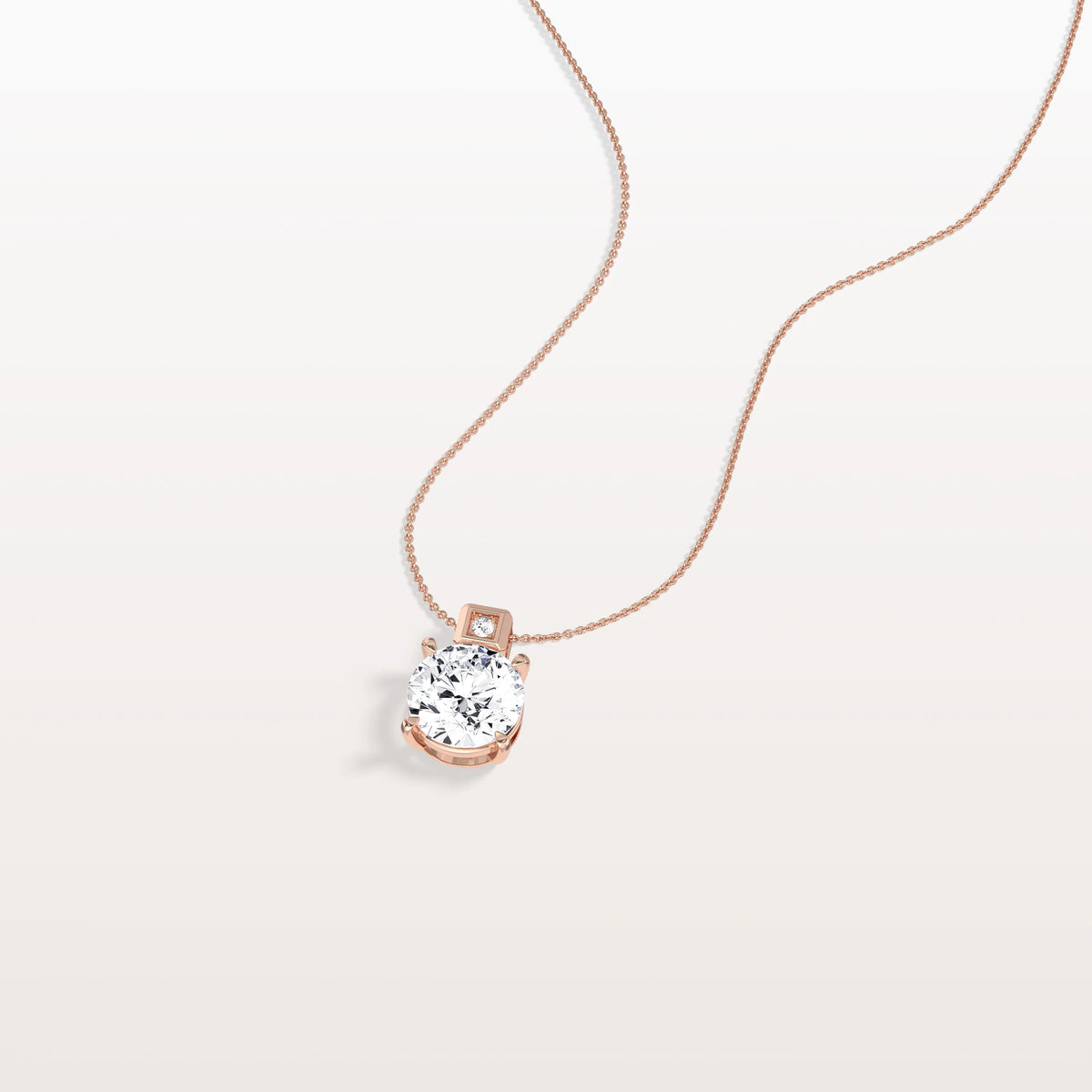 2CT Round Lab Grown Diamond Necklace in 14K Gold/Platinum - Necklaces