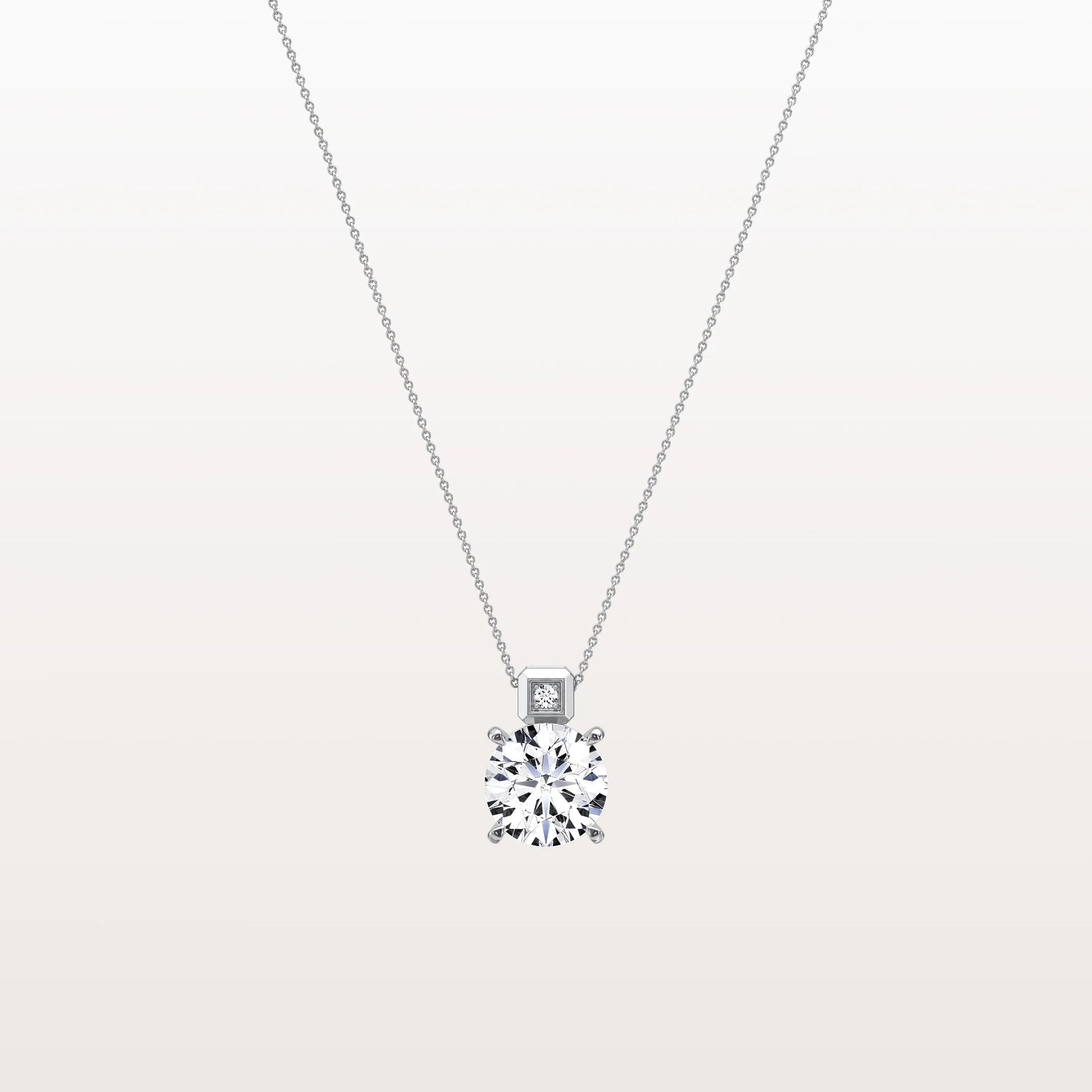 2CT Round Lab Grown Diamond Necklace in 14K Gold/Platinum - Necklaces
