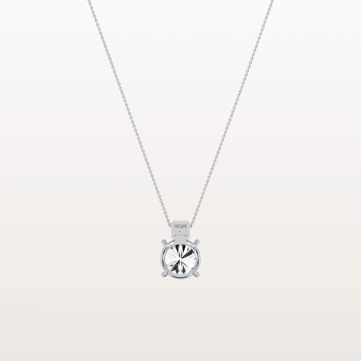 2CT Round Lab Grown Diamond Necklace in 14K Gold/Platinum - Necklaces