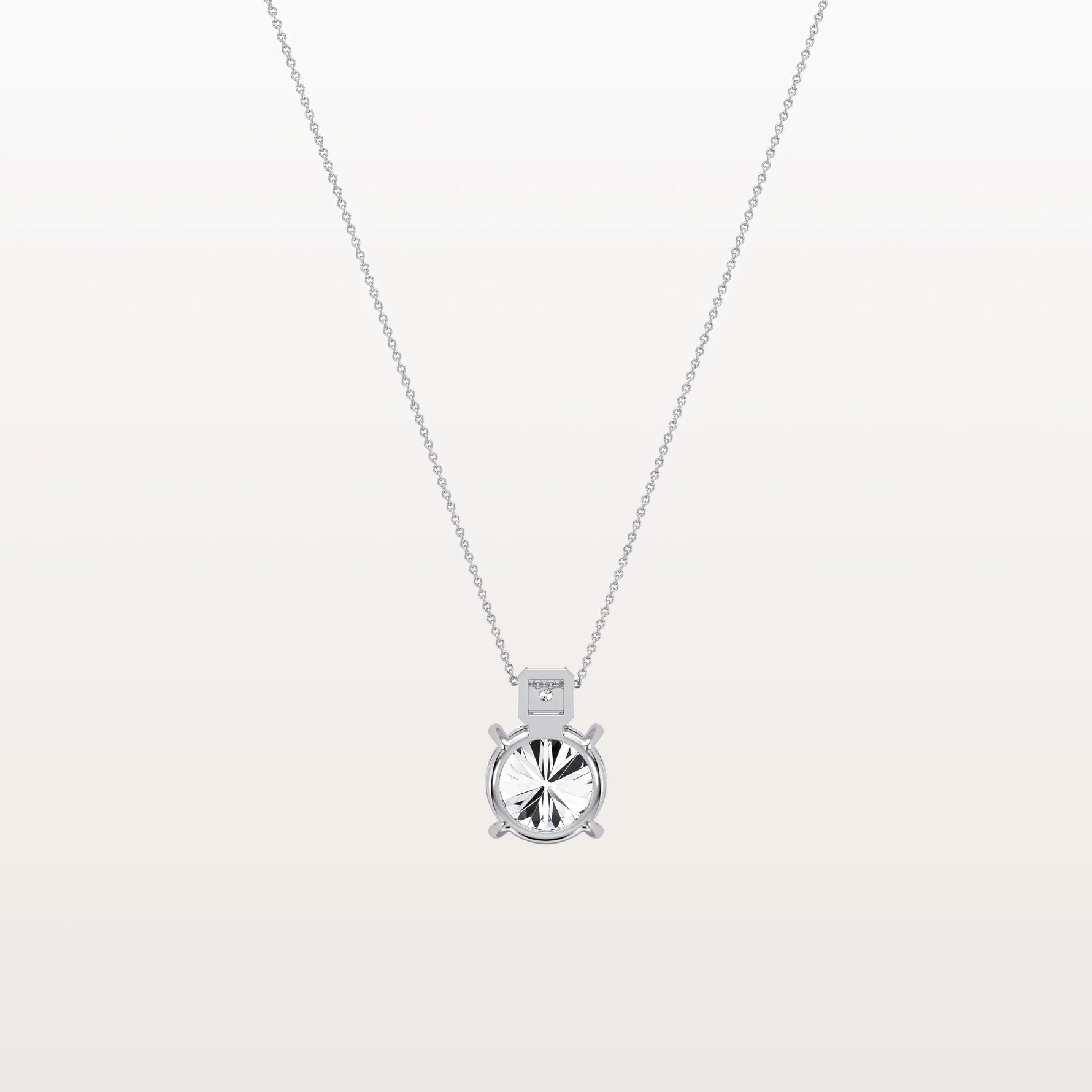 2CT Round Lab Grown Diamond Necklace in 14K Gold/Platinum - Necklaces