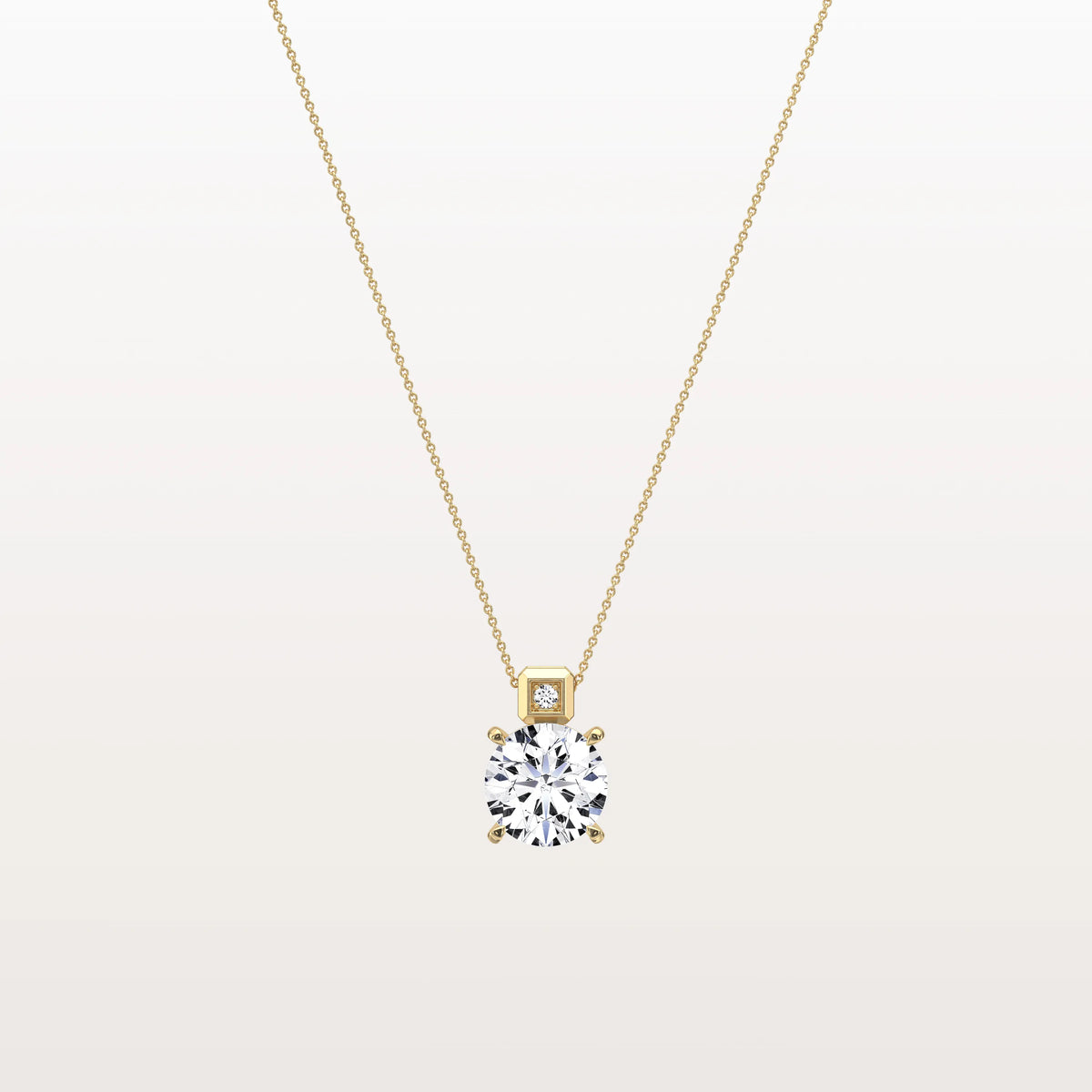 2CT Round Lab Grown Diamond Necklace in 14K Gold/Platinum - Necklaces