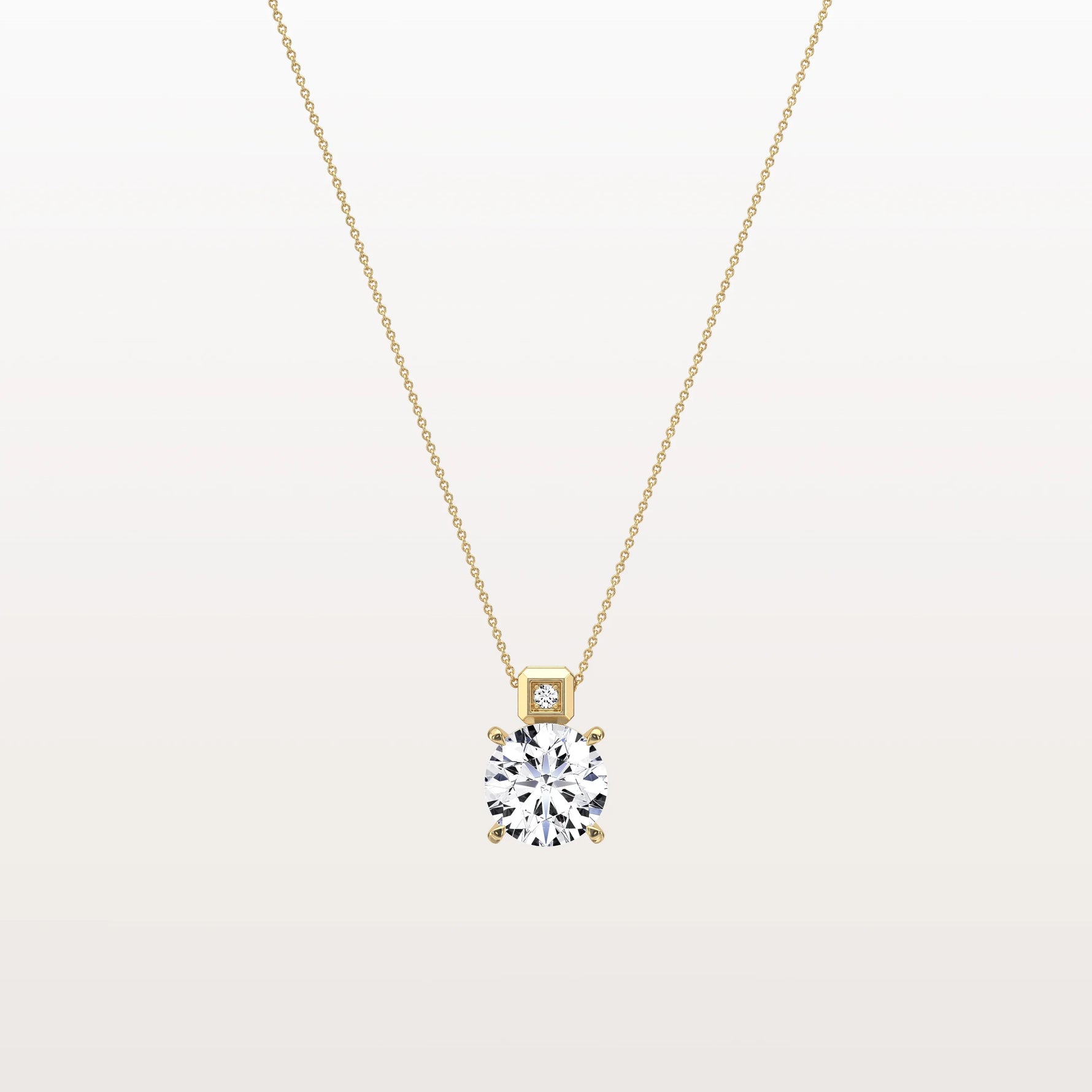 2CT Round Lab Grown Diamond Necklace in 14K Gold/Platinum - Necklaces