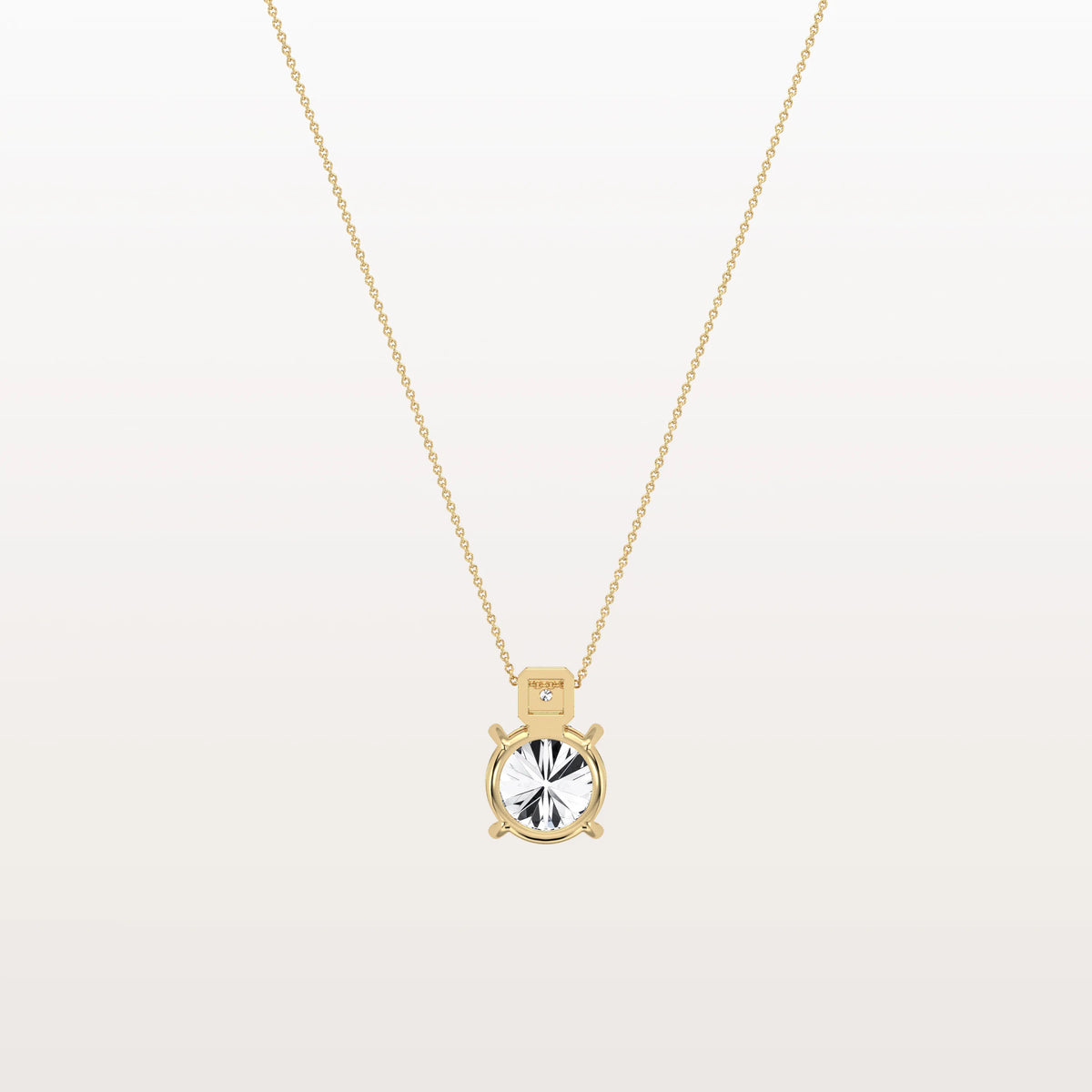 2CT Round Lab Grown Diamond Necklace in 14K Gold/Platinum - Necklaces