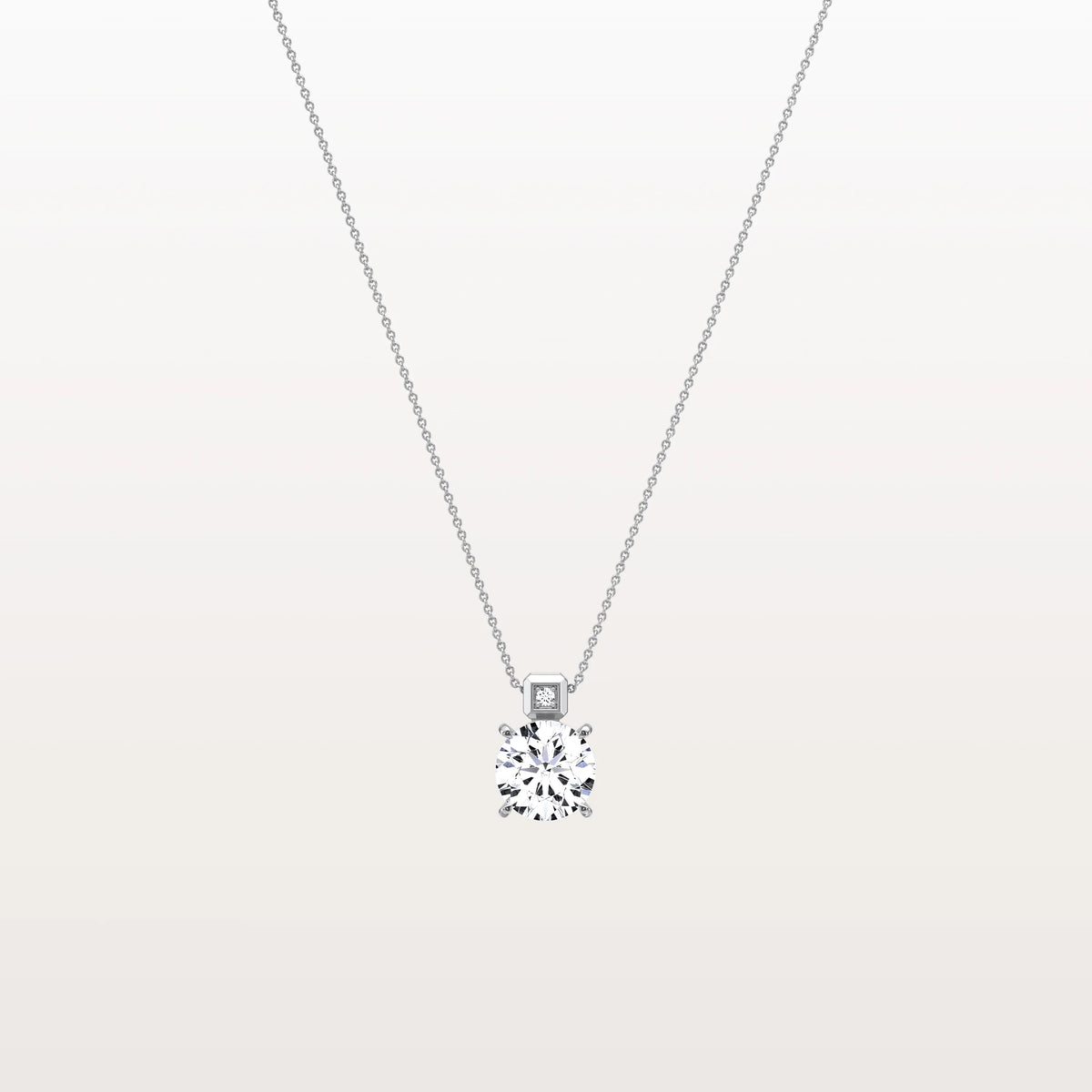 1CT Round Lab Grown Diamond Necklace in 14K Gold/Platinum - Necklaces