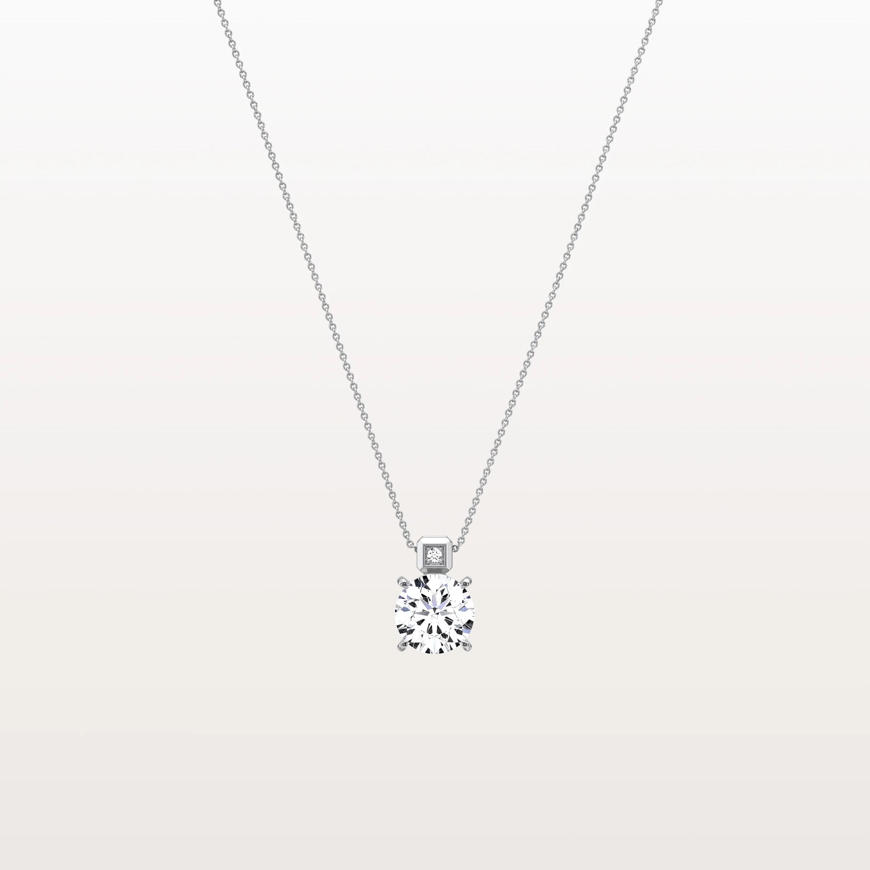 1CT Round Lab Grown Diamond Necklace in 14K Gold/Platinum - Necklaces