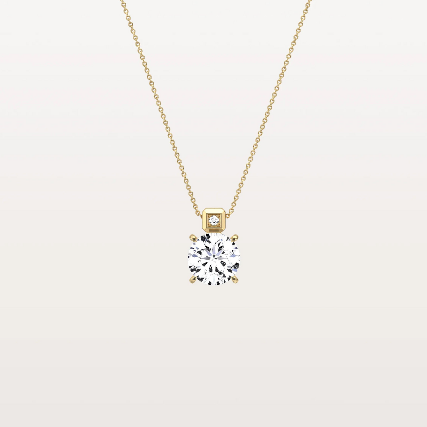 1CT Round Lab Grown Diamond Necklace in 14K Gold/Platinum - Necklaces