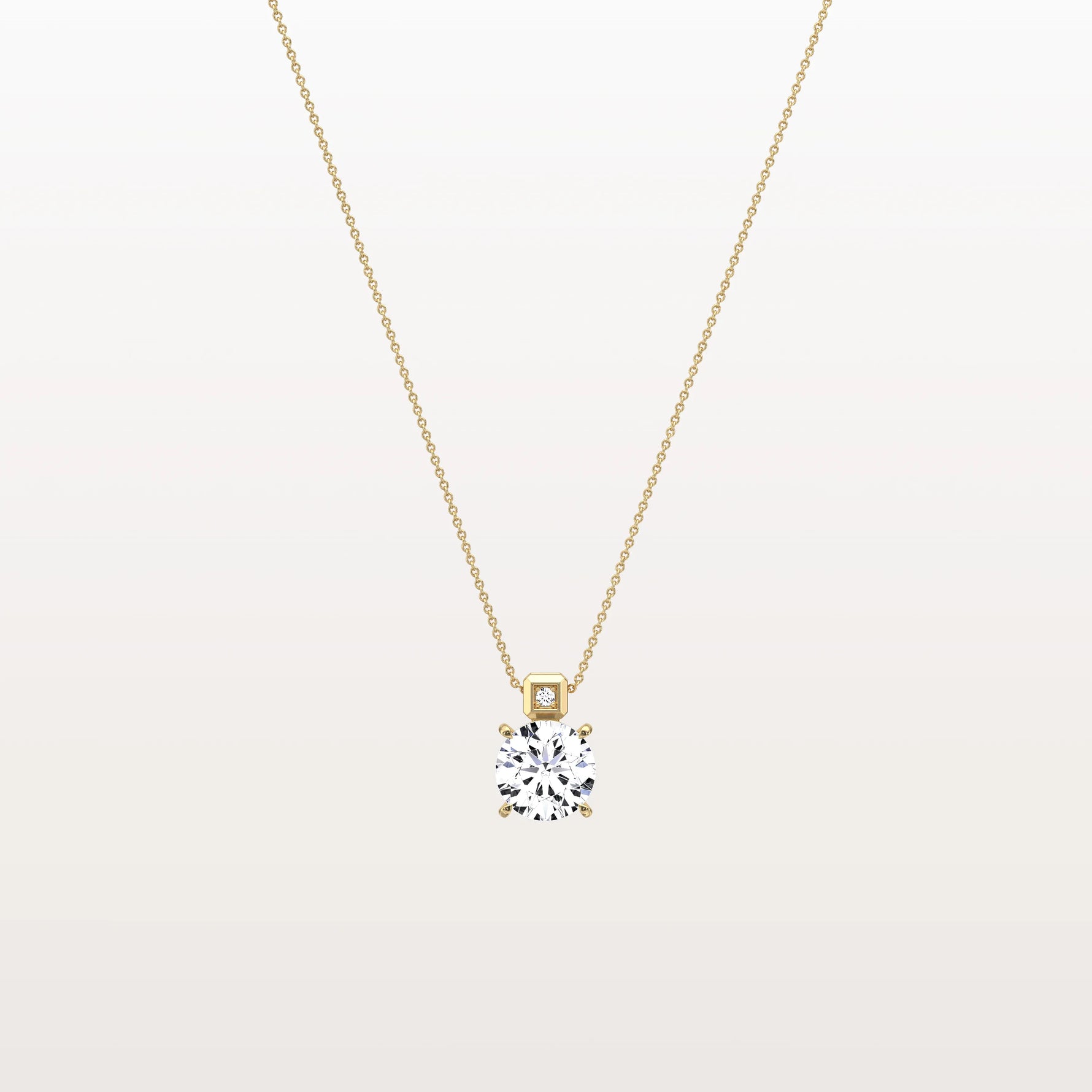 1CT Round Lab Grown Diamond Necklace in 14K Gold/Platinum - Necklaces