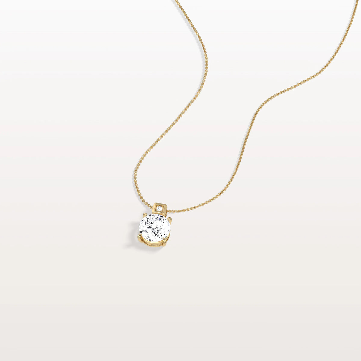 1CT Round Lab Grown Diamond Necklace in 14K Gold/Platinum - Necklaces