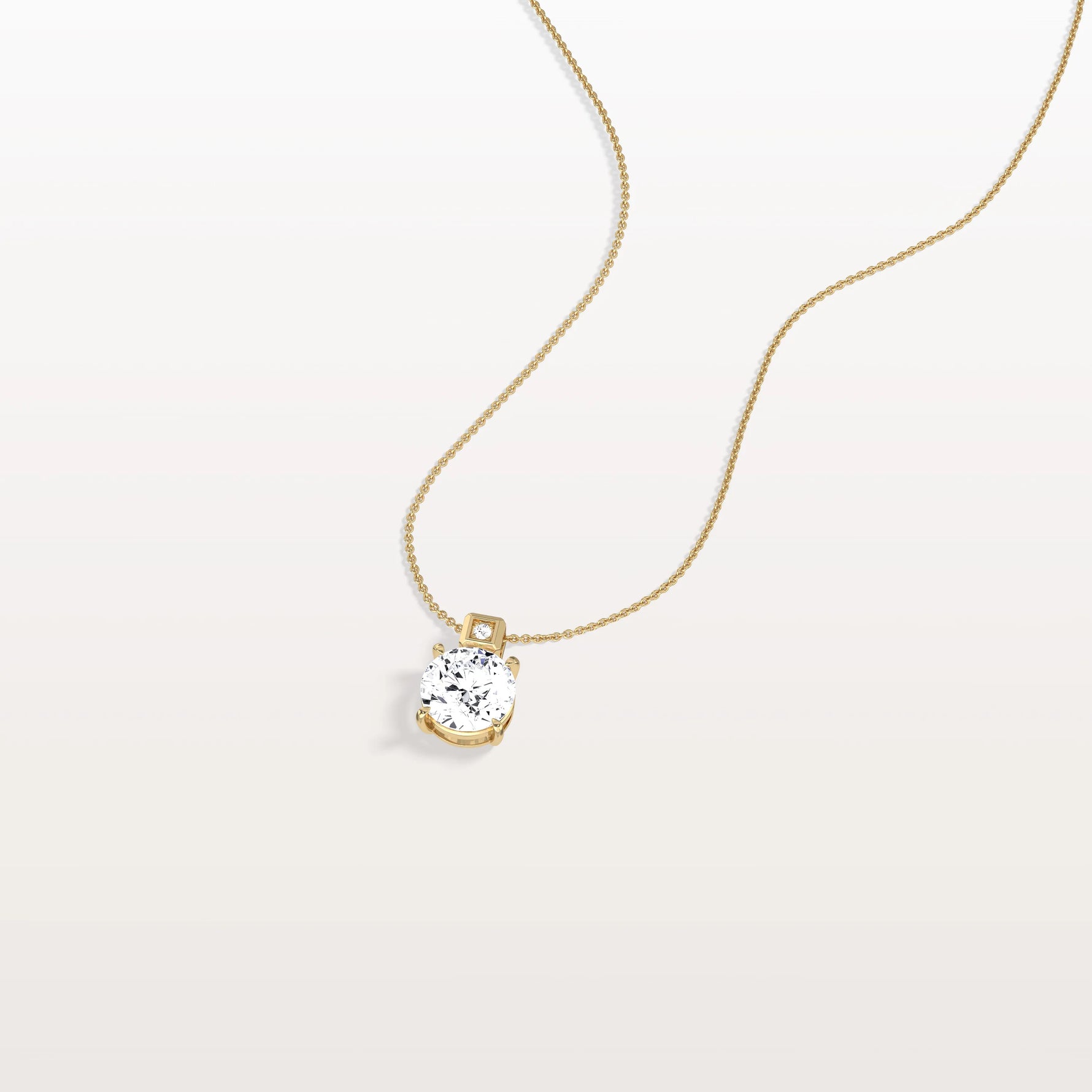 1CT Round Lab Grown Diamond Necklace in 14K Gold/Platinum - Necklaces