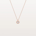 Hexagon Bezel Lab Grown Diamond Necklace in 14K Solid Gold/Platinum - Necklaces