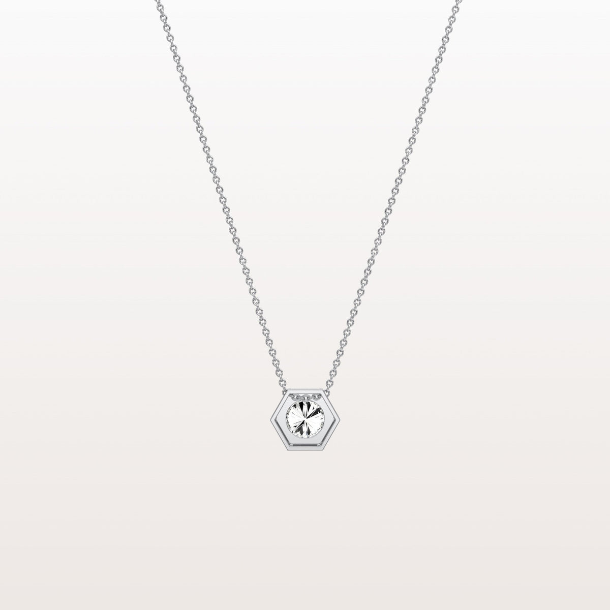 0.5CT Hexagon Lab Grown Diamond Necklace in 14K Solid Gold/Platinum - Necklaces