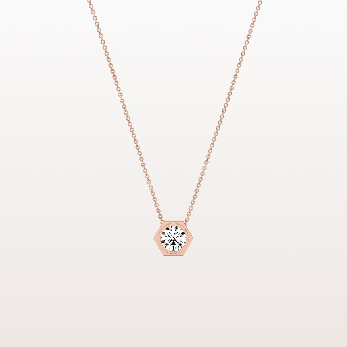 0.5CT Hexagon Lab Grown Diamond Necklace in 14K Solid Gold/Platinum - Necklaces
