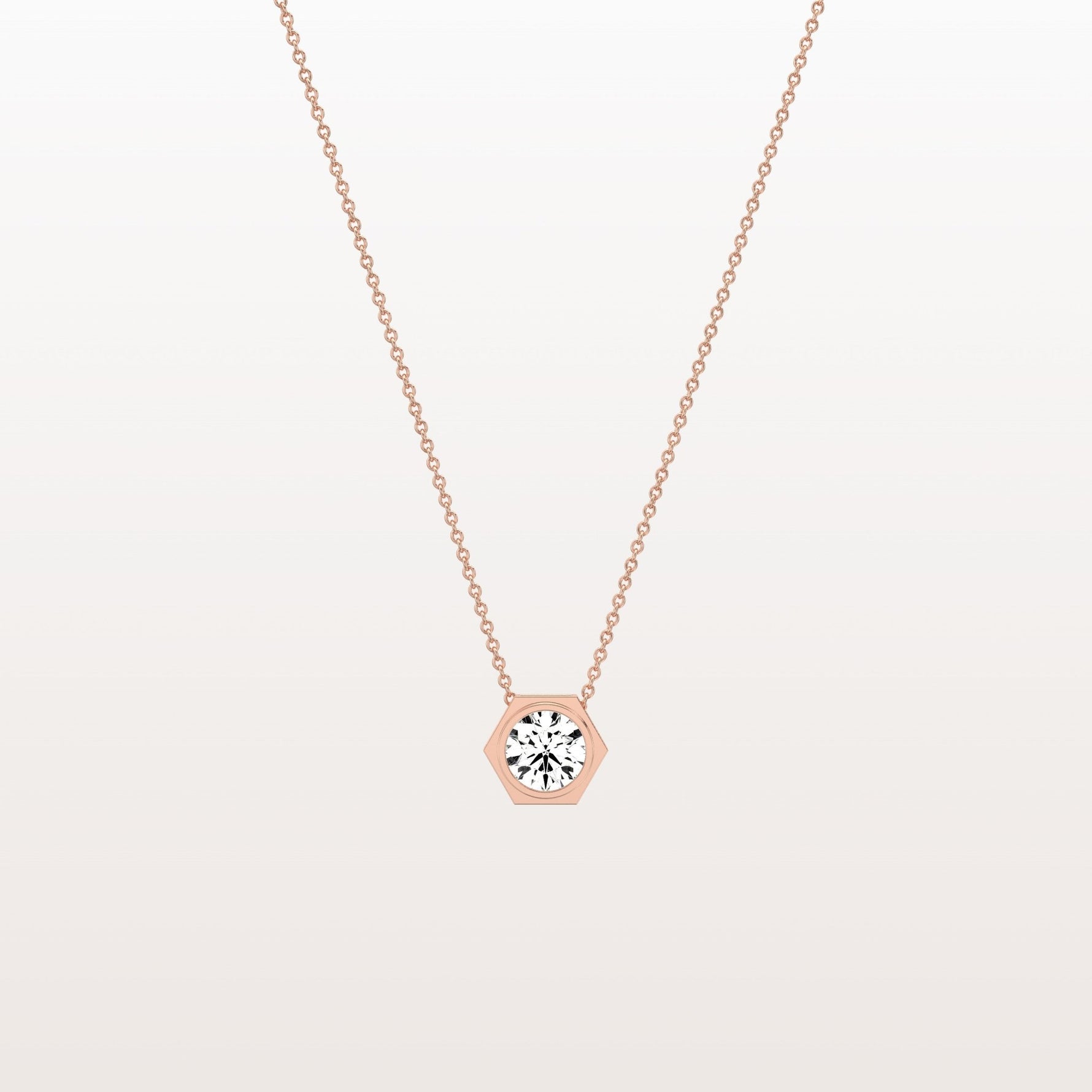 0.5CT Hexagon Lab Grown Diamond Necklace in 14K Solid Gold/Platinum - Necklaces