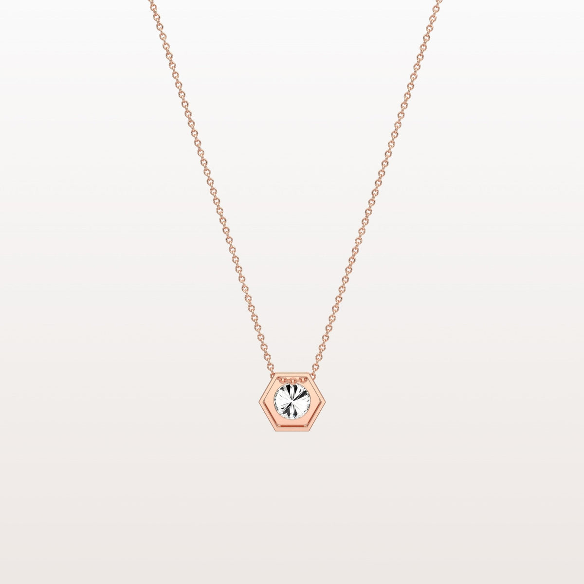 0.5CT Hexagon Lab Grown Diamond Necklace in 14K Solid Gold/Platinum - Necklaces
