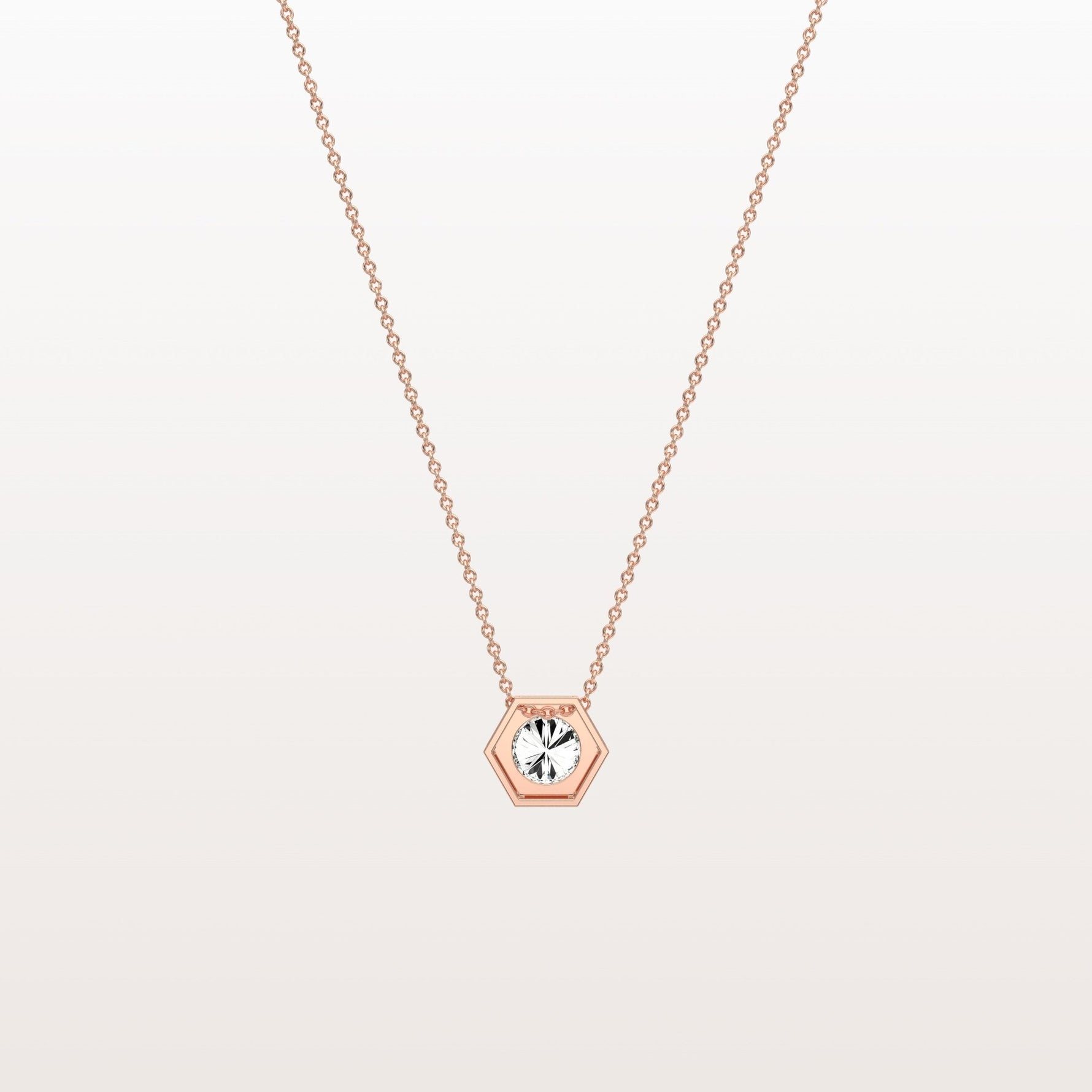 0.5CT Hexagon Lab Grown Diamond Necklace in 14K Solid Gold/Platinum - Necklaces