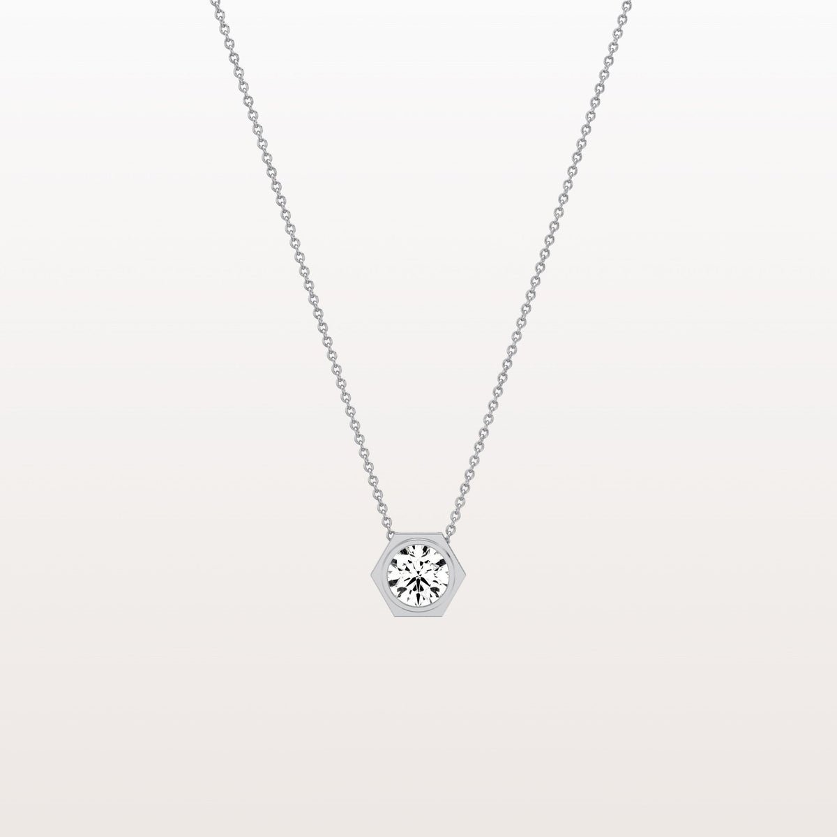 0.5CT Hexagon Lab Grown Diamond Necklace in 14K Solid Gold/Platinum - Necklaces