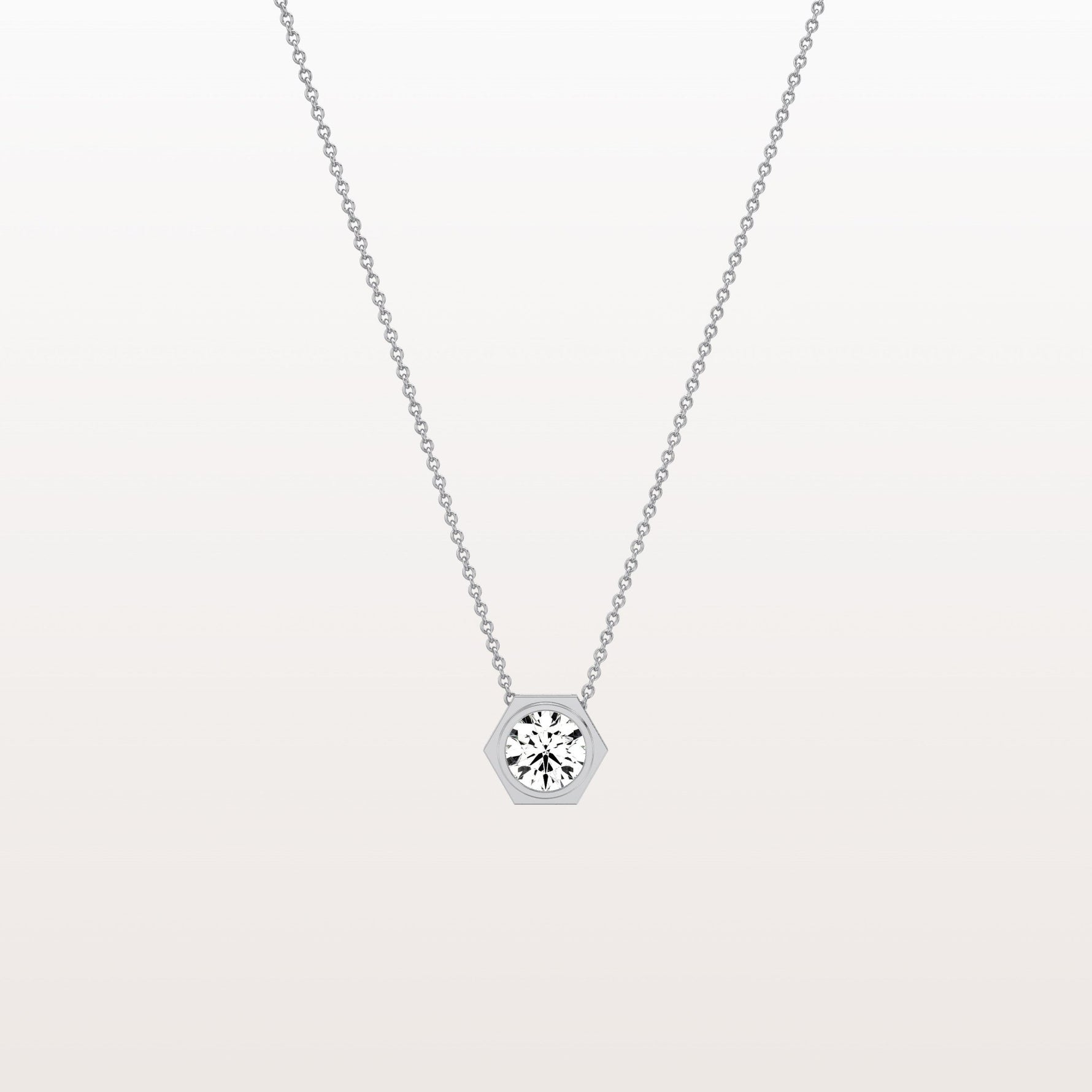 0.5CT Hexagon Lab Grown Diamond Necklace in 14K Solid Gold/Platinum - Necklaces