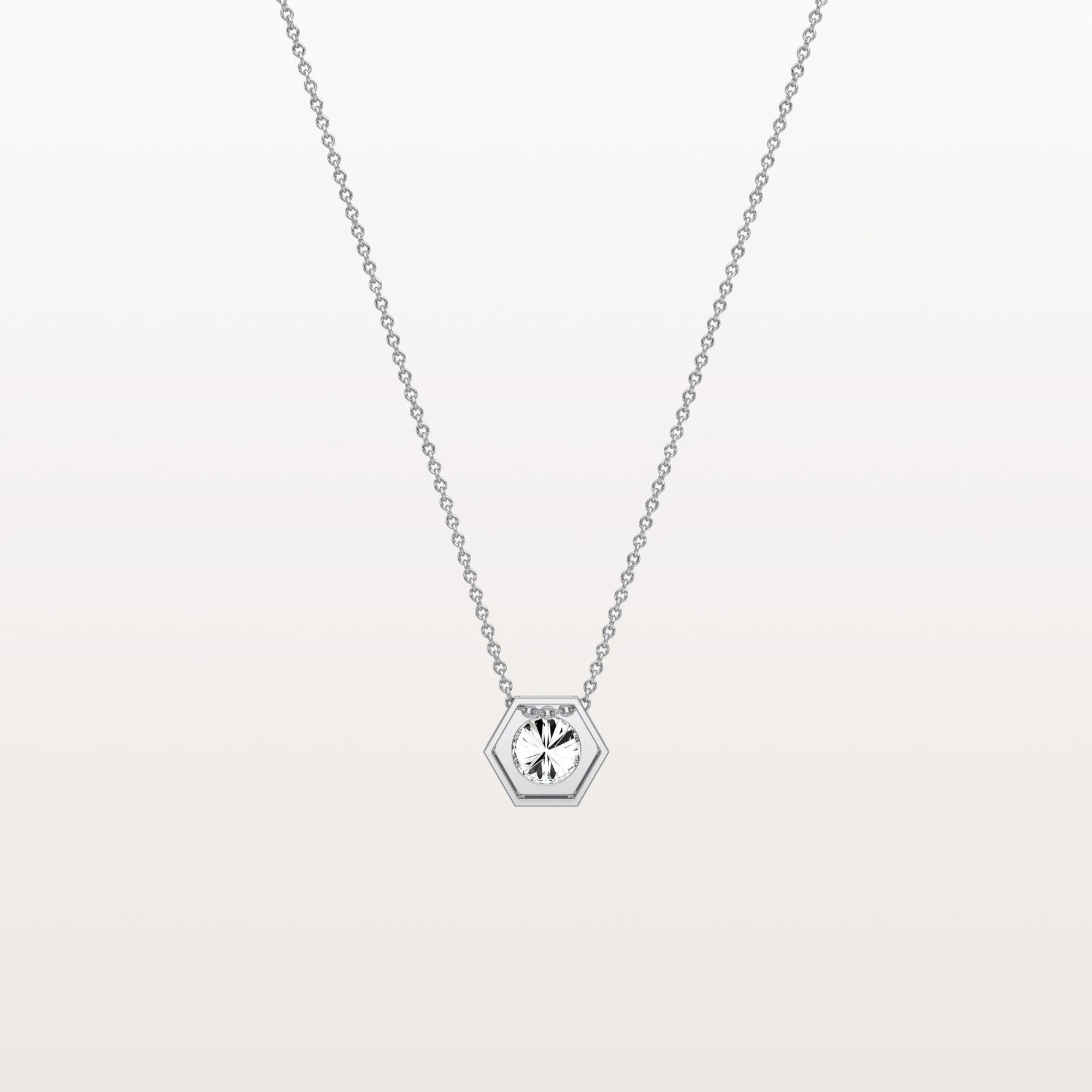 0.5CT Hexagon Lab Grown Diamond Necklace in 14K Solid Gold/Platinum - Necklaces