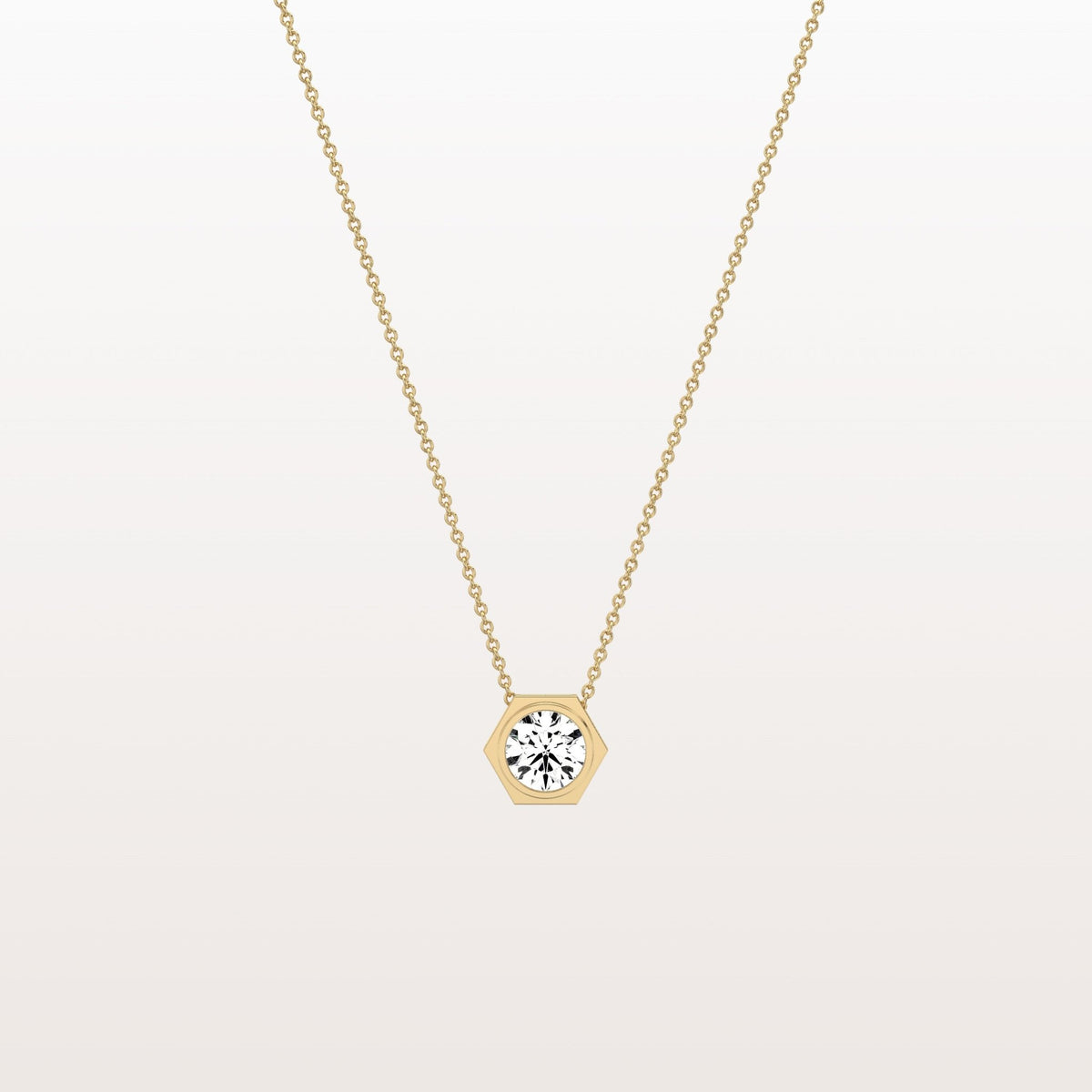 0.5CT Hexagon Lab Grown Diamond Necklace in 14K Solid Gold/Platinum - Necklaces