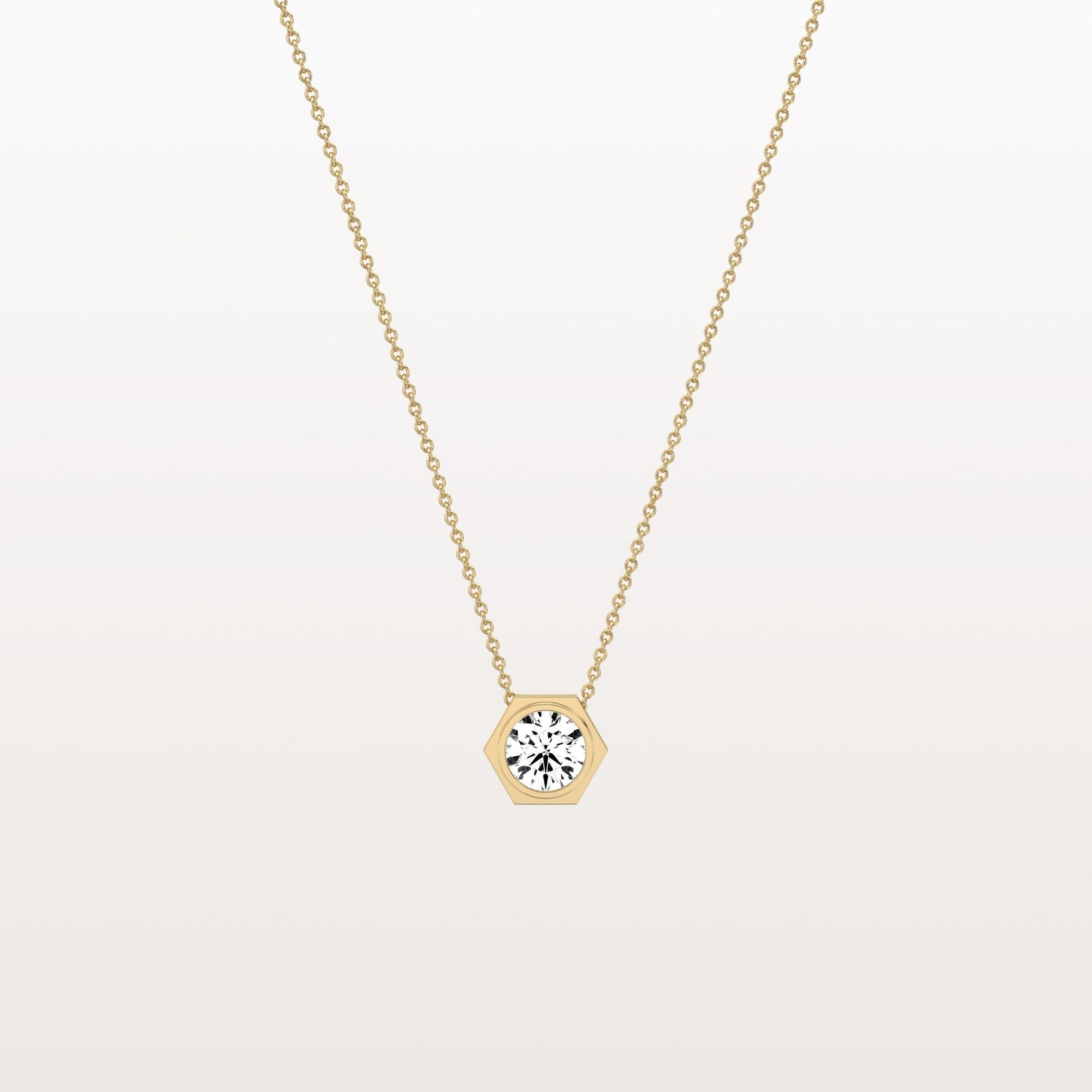 0.5CT Hexagon Lab Grown Diamond Necklace in 14K Solid Gold/Platinum - Necklaces
