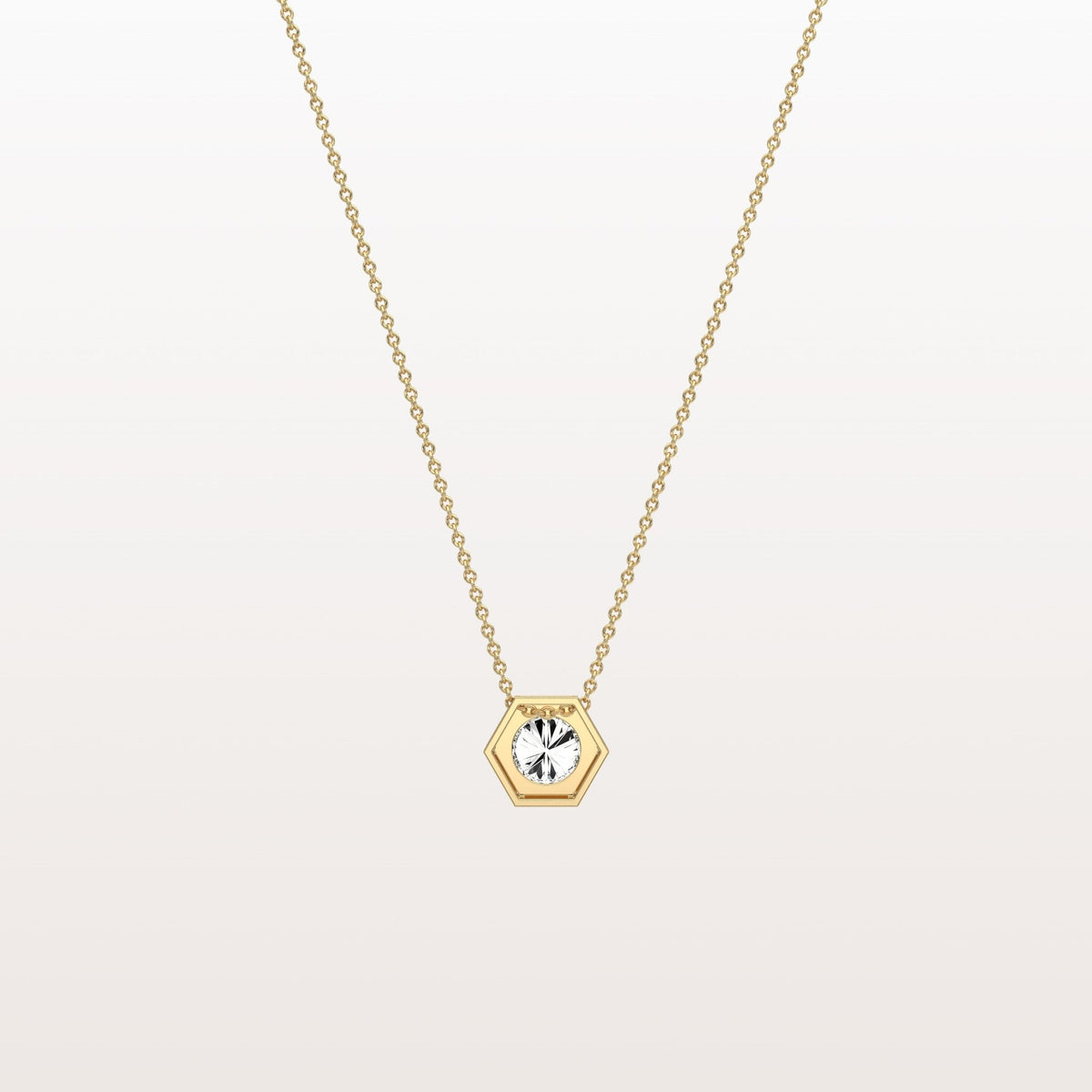 0.5CT Hexagon Lab Grown Diamond Necklace in 14K Solid Gold/Platinum - Necklaces