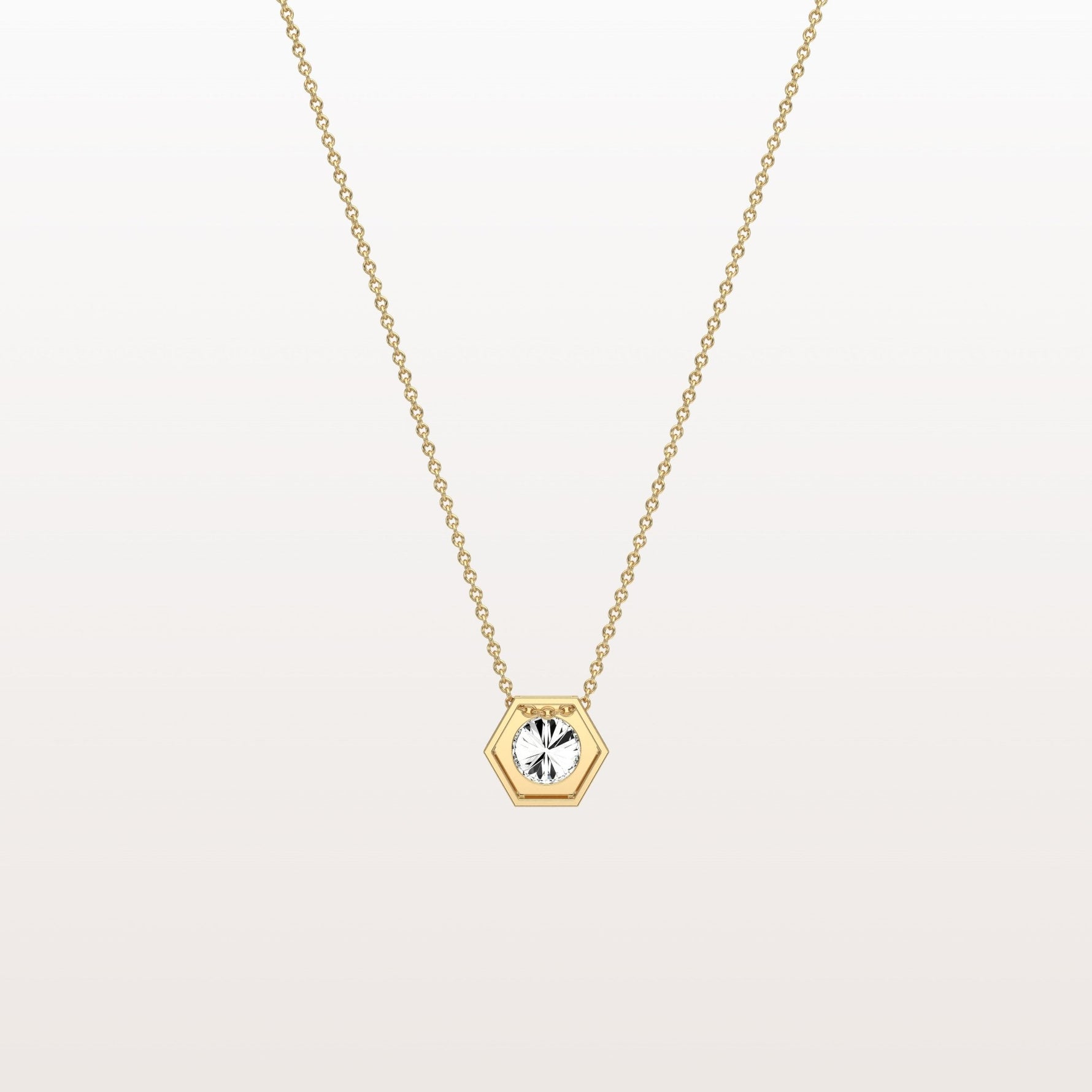 0.5CT Hexagon Lab Grown Diamond Necklace in 14K Solid Gold/Platinum - Necklaces