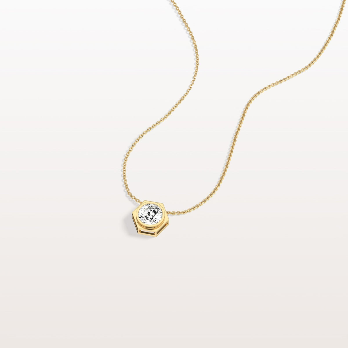 0.5CT Hexagon Lab Grown Diamond Necklace in 14K Solid Gold/Platinum - Necklaces