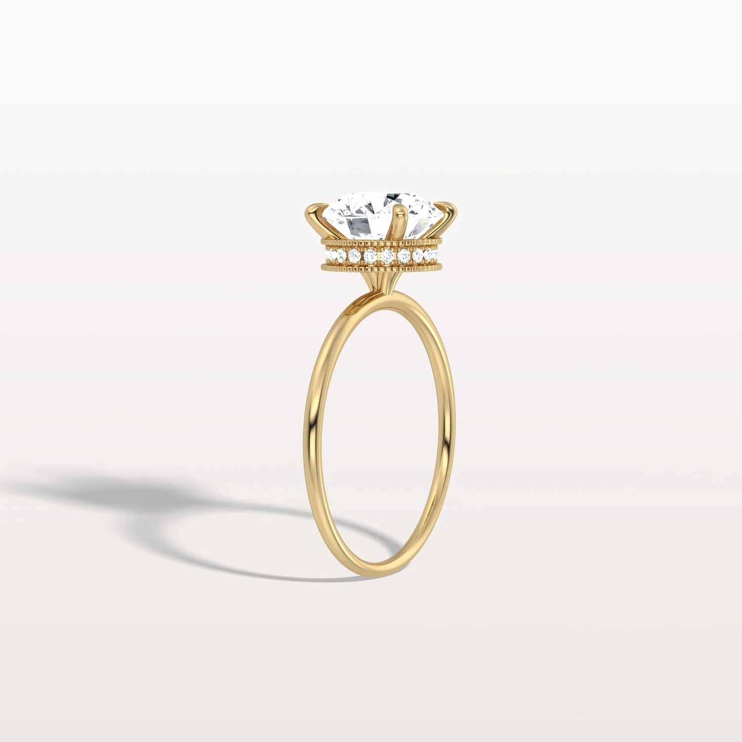 Hidden Halo 2CT Round Lab Diamond Ring With Basket Setting - Rings