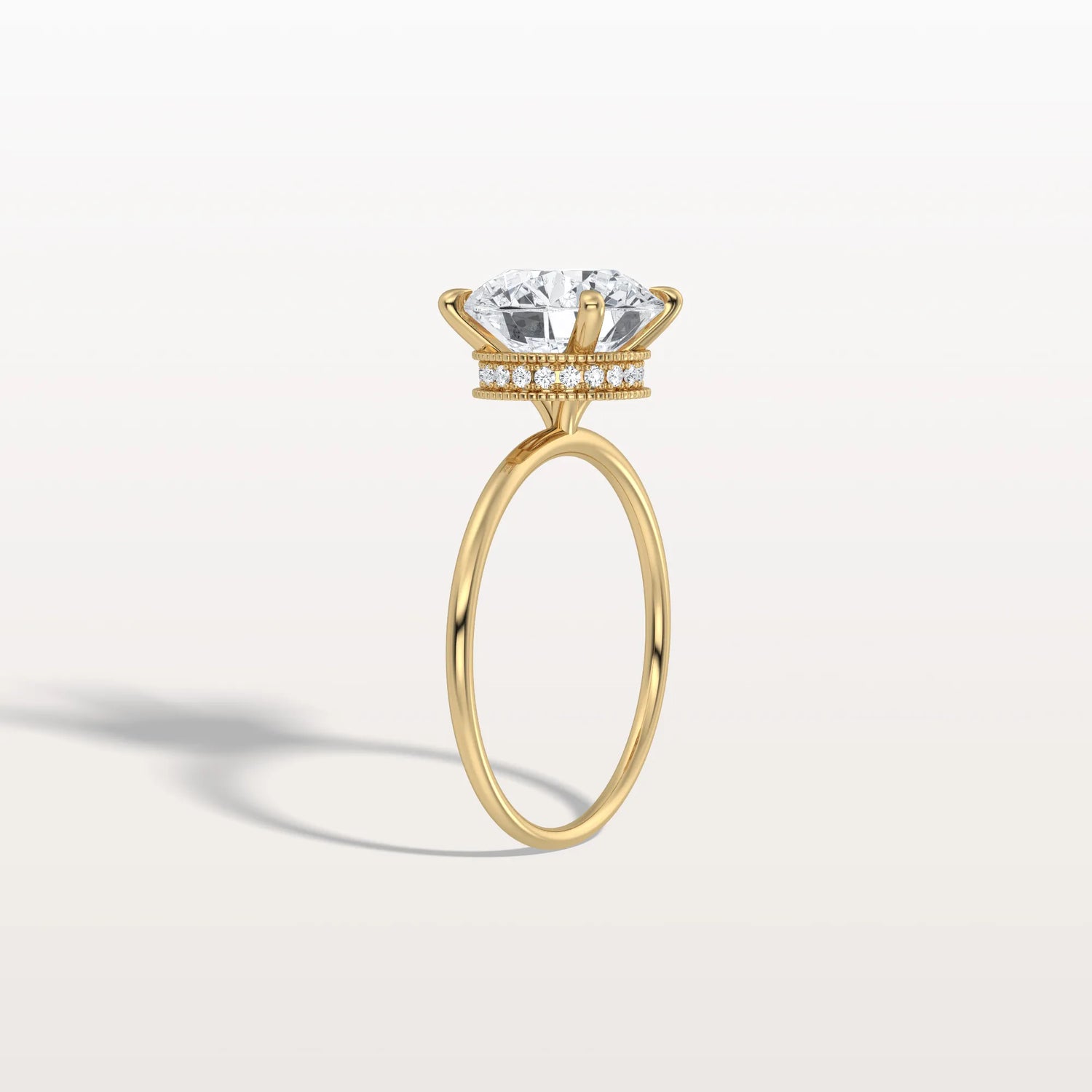 Hidden Halo 3CT Round Lab Diamond Ring With Basket Setting - Rings