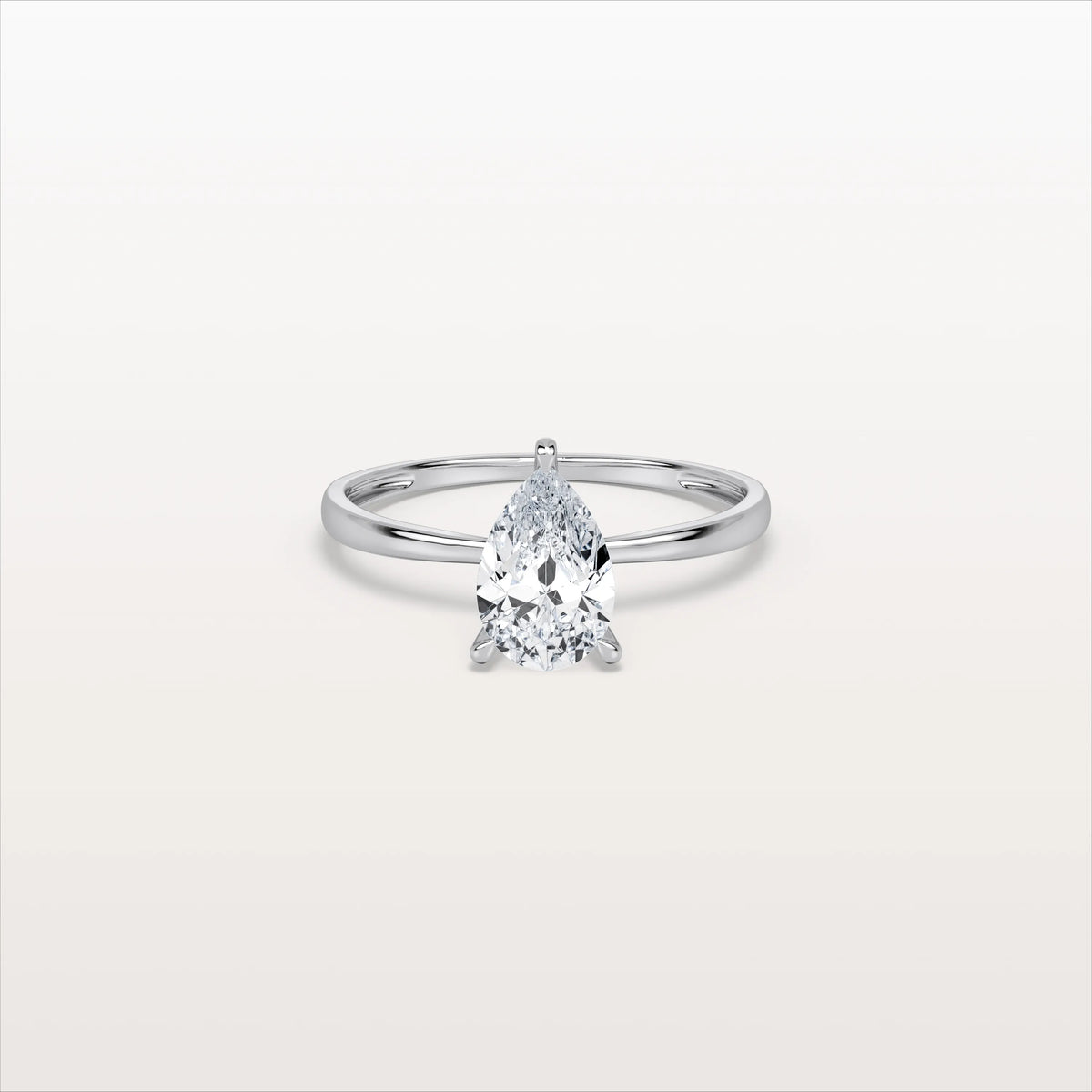 1CT Pear Cut Lab Diamond Engagement Ring In 14K Gold - Rings