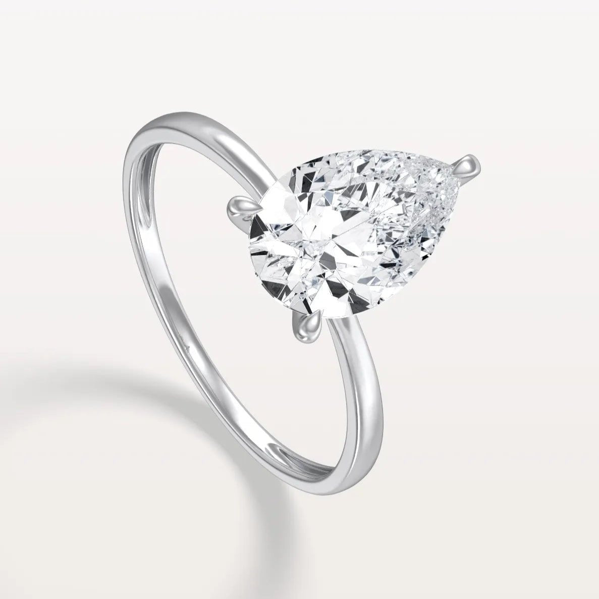 2CT Pear Cut Lab Diamond Engagement Ring In 14K Gold - Rings