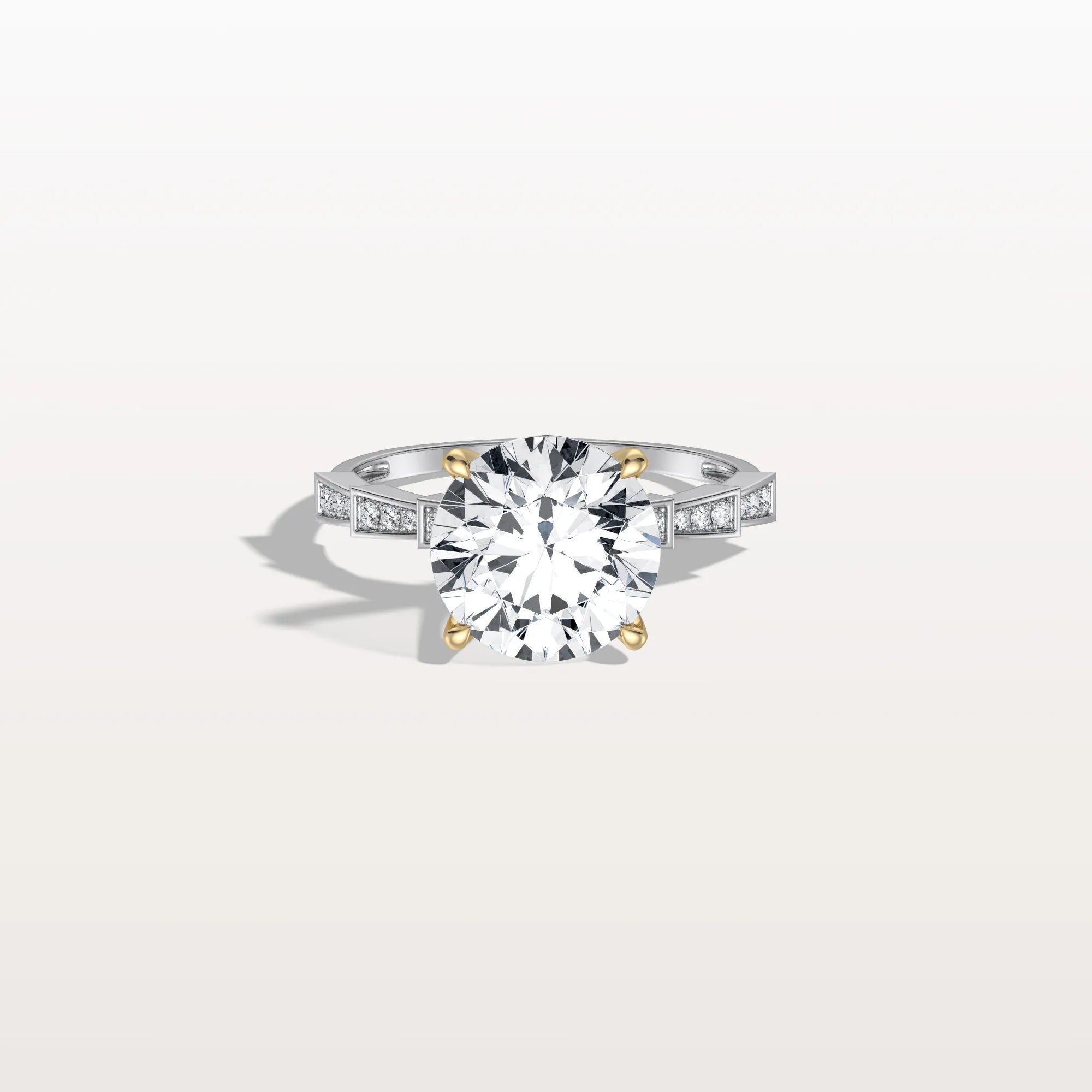 Lab Diamond Two Tone Engagement Ring - 3CT Pave Band - Rings