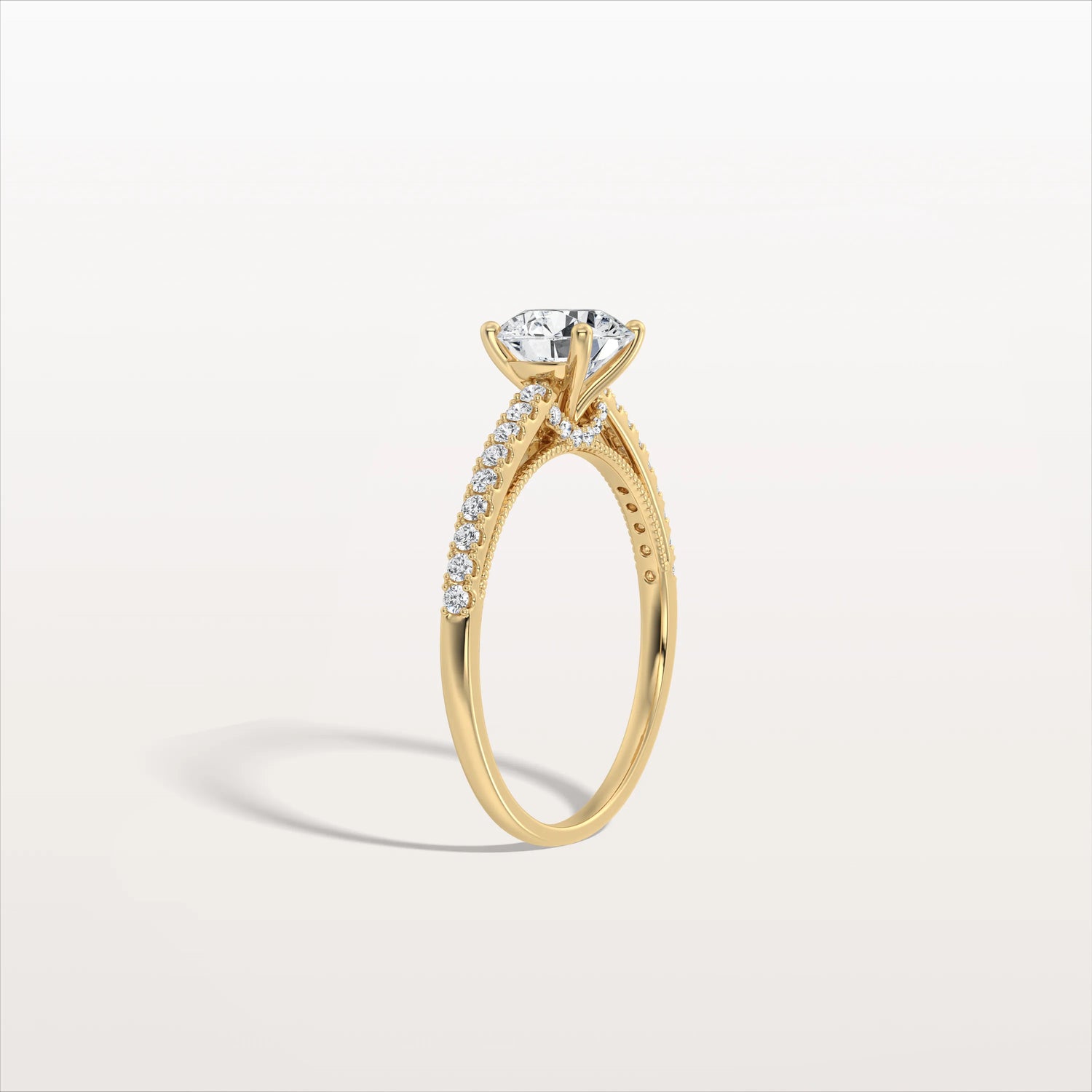1CT Lab Diamond Pave Hidden Halo Ring - Cathedral Ring - Rings