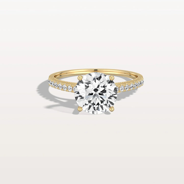 2CT Lab Diamond Pave Hidden Halo Ring - Cathedral Ring - Rings