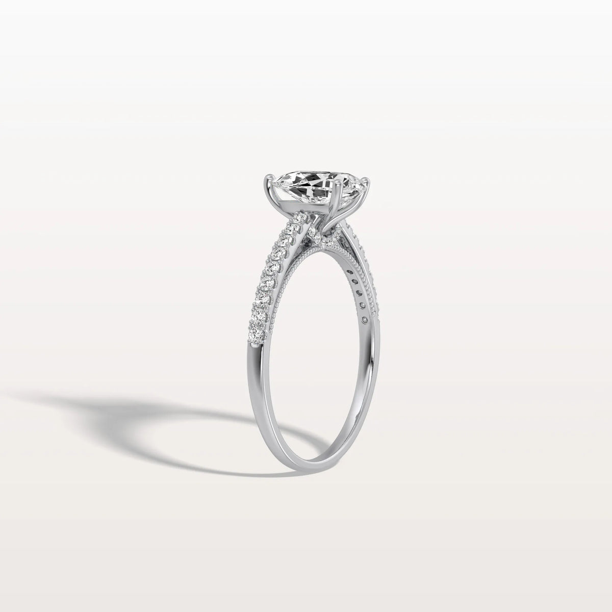 1CT Pear Cut Lab Grown Diamond Engagement Ring With Basket Setting - Rings