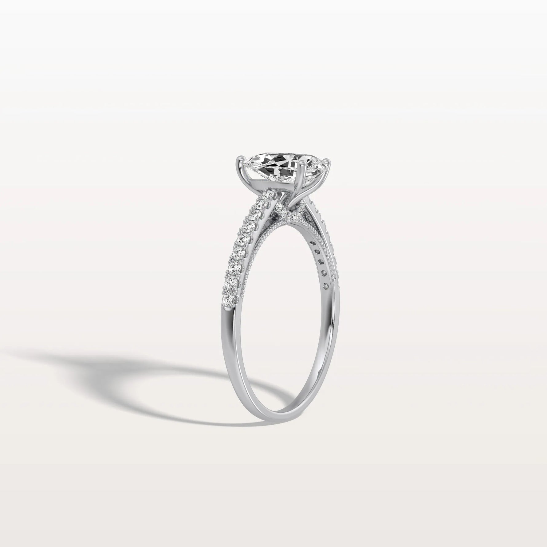 1CT Pear Cut Lab Grown Diamond Engagement Ring With Basket Setting - Rings