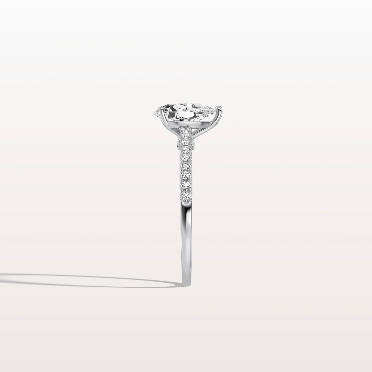 1CT Pear Cut Lab Grown Diamond Engagement Ring With Basket Setting - Rings