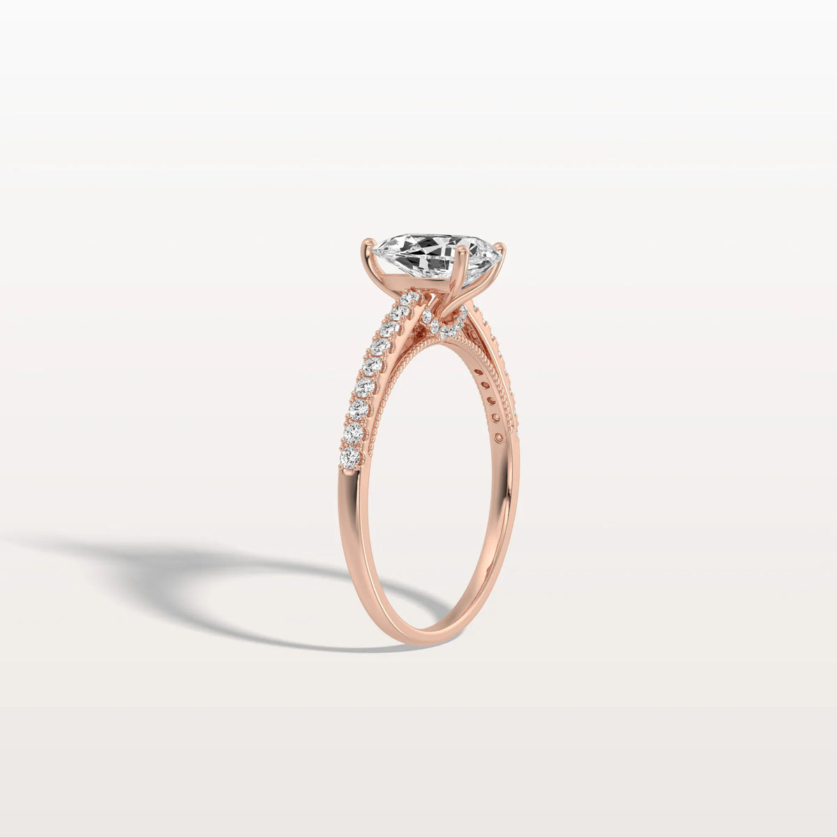 1CT Pear Cut Lab Grown Diamond Engagement Ring With Basket Setting - Rings