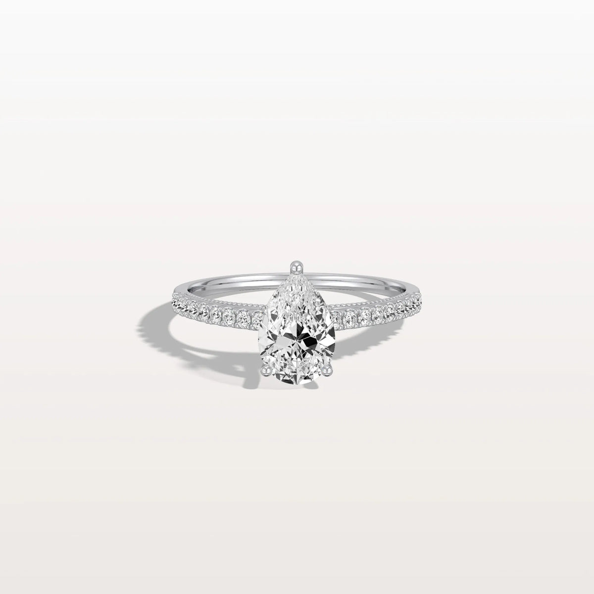 1CT Pear Cut Lab Grown Diamond Engagement Ring With Basket Setting - Rings